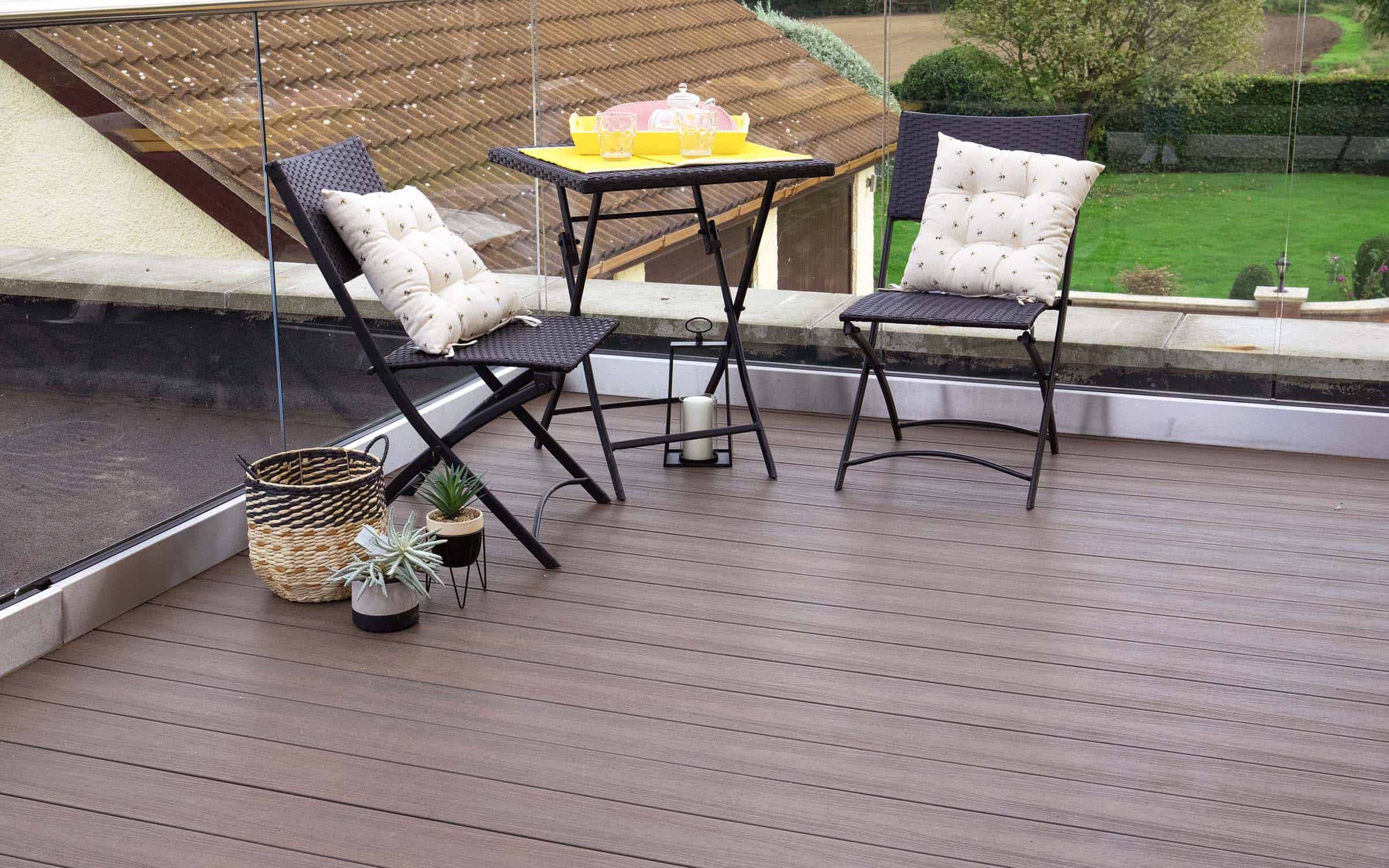 NeoTimber composite decking balcony with seating.