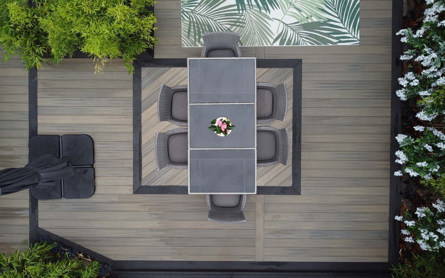 NeoTimber decking dining area from above.