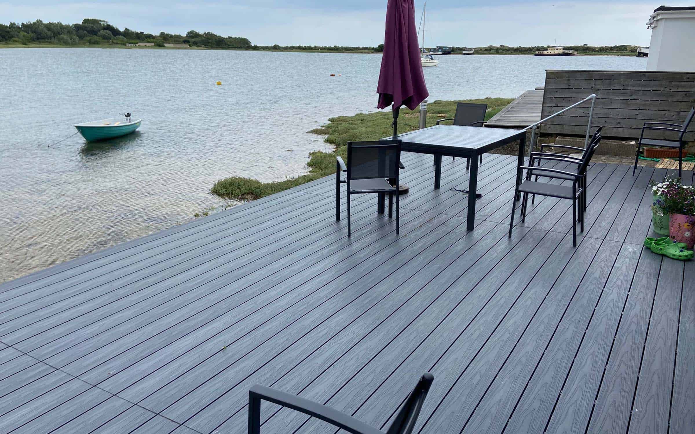 NeoTimber decking by the shore.