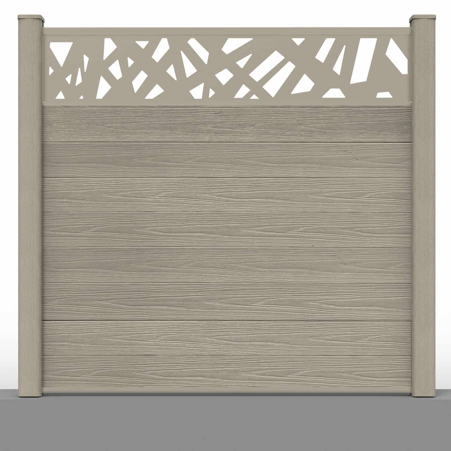 Deluxe composite fence panel set - contemporary design in antique with hard ground post inserts