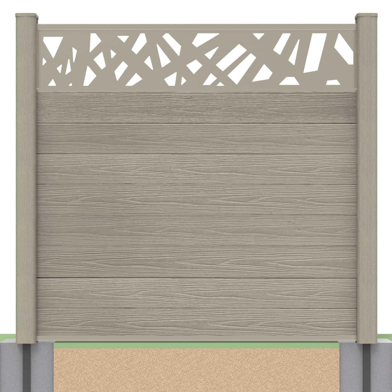 Deluxe composite fence panel set - contemporary design in antique with soft ground post inserts