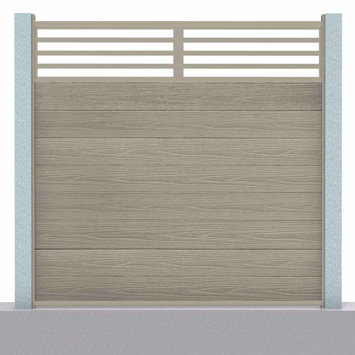 Deluxe composite fence panel set - linear design in antique with concrete post inserts