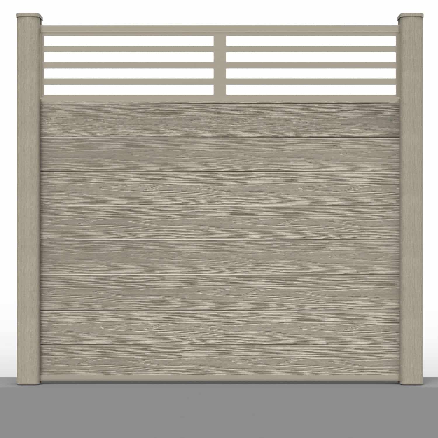 Deluxe composite fence panel set - linear design in antique with hard ground post inserts