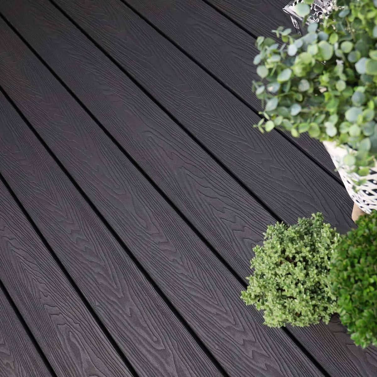 NeoTimber Classic Solid Composite Decking – Charcoal – Lifestyle Deck View