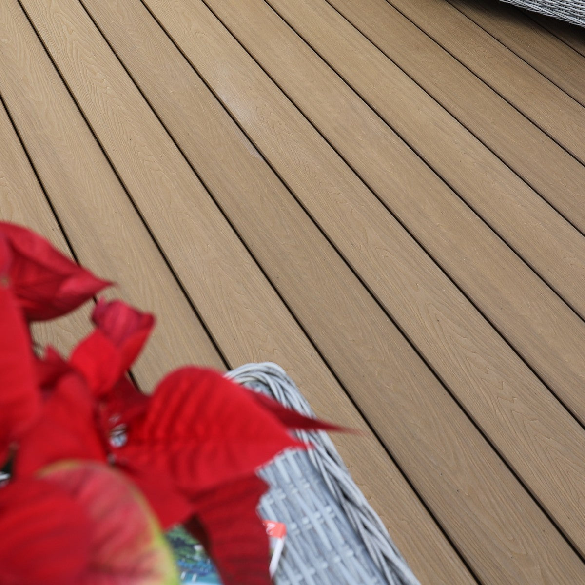 NeoTimber Classic Solid Composite Deck Board - teak woodgrain deck