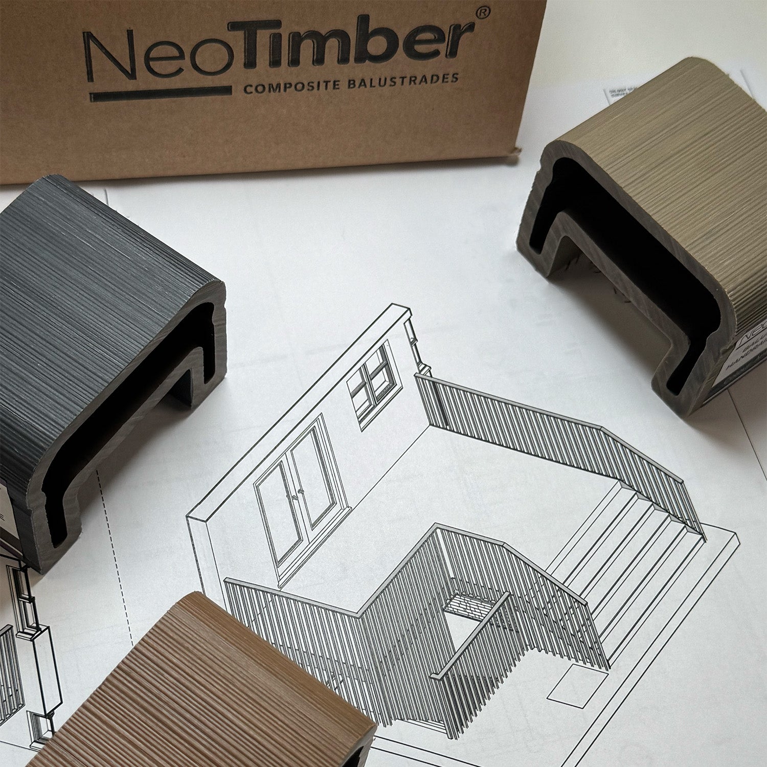 NeoTimber Composite Balustrades - Compare tones and details