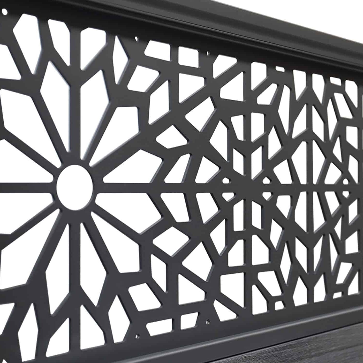 NeoTimber Deluxe Composite Fence Panel Set With Geometric Design - Symmetrical design