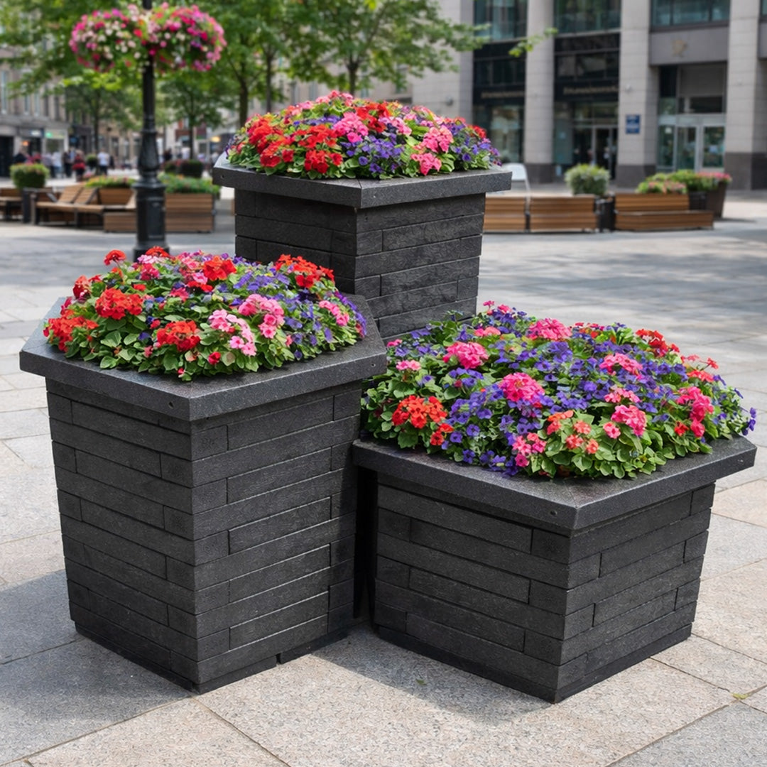 Recycled Plastic Hexagonal Planter - Three distinct height options