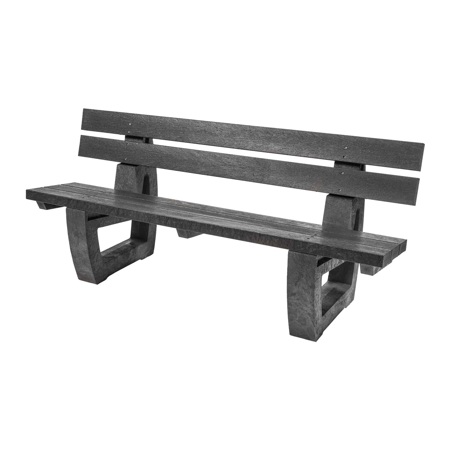 Recycled Plastic Moulded Bench With Backrest Black