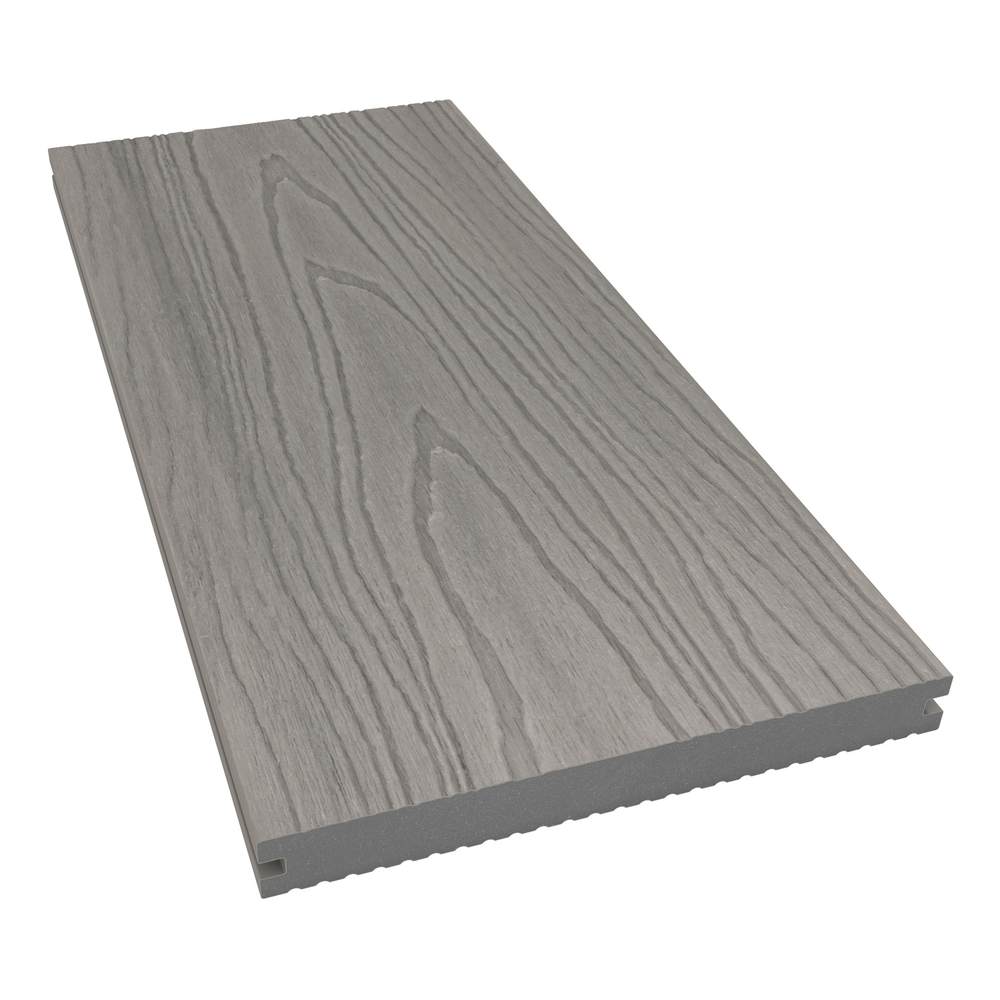 NeoTimber Deluxe Wide Composite Decking Board – Silver Birch – Angled Close Up