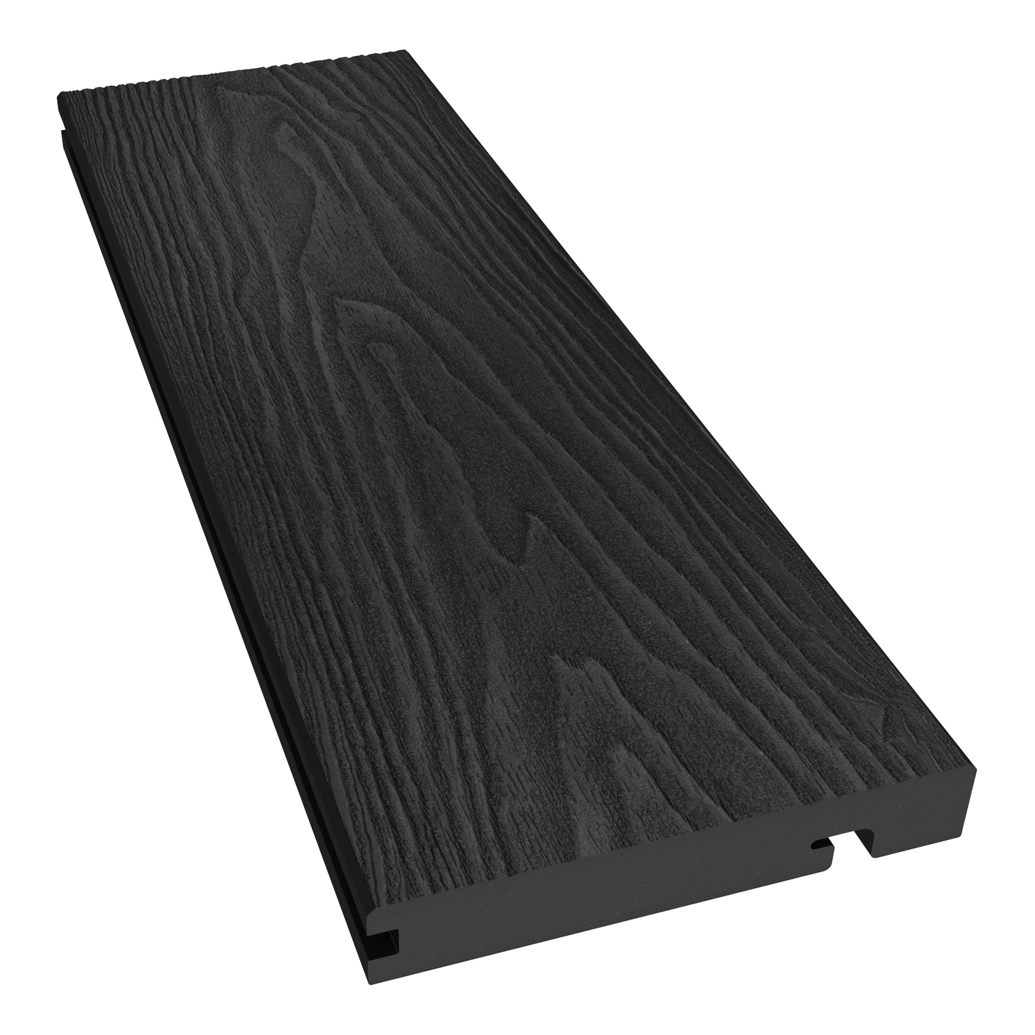 NeoTimber Classic Woodgrain Composite Decking Edge Board – Charcoal – Angled Close Up