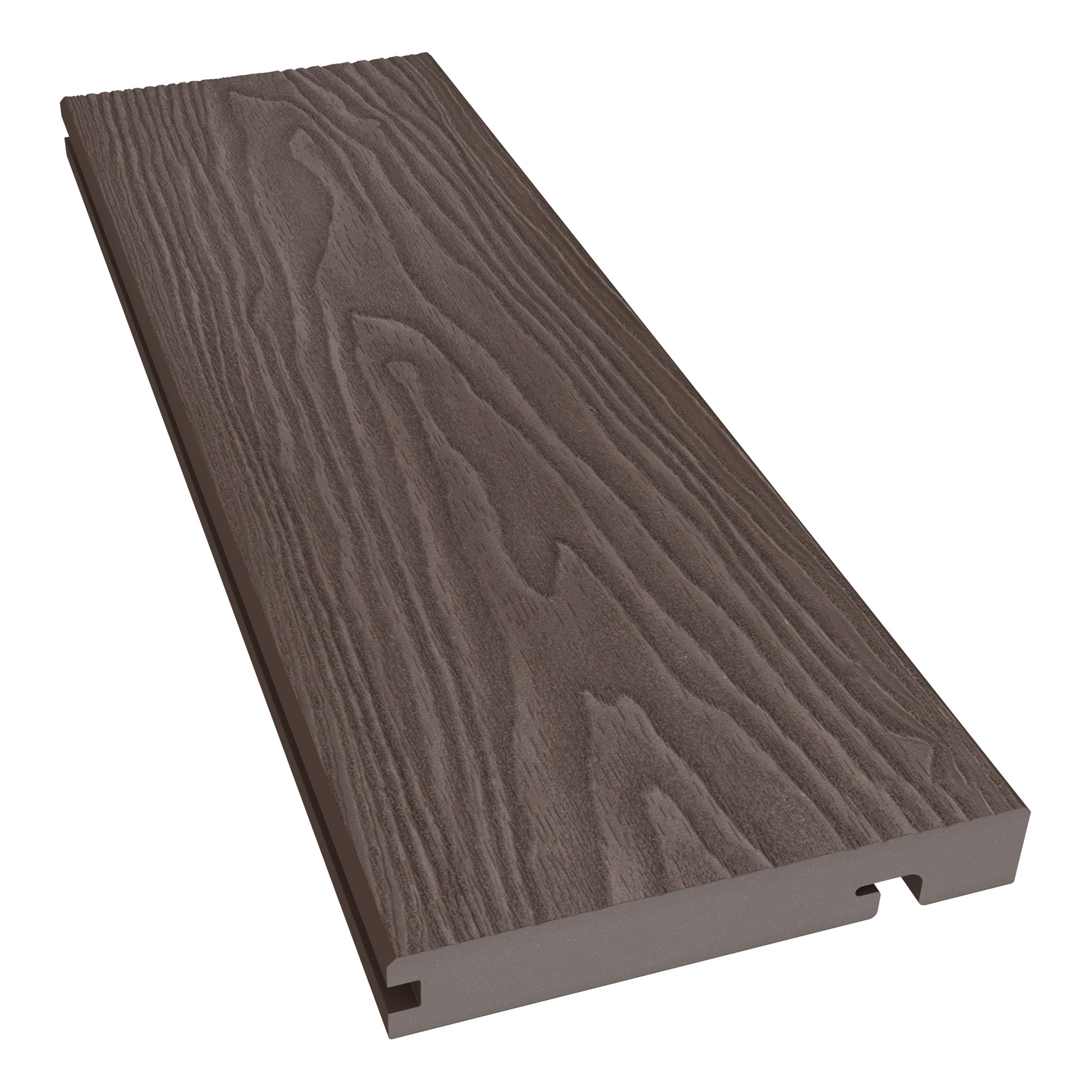 NeoTimber Classic Woodgrain Composite Decking Edge Board – Chocolate – Angled Close Up