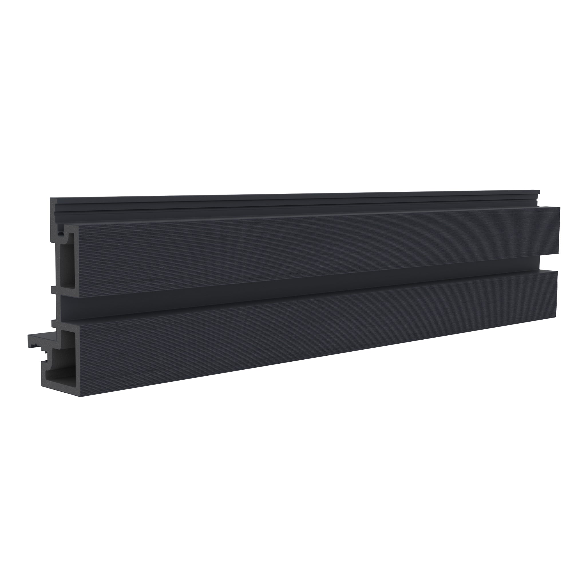 NeoTimber Slatted Composite Cladding External Corner Trim – Charcoal – Angled Close Up