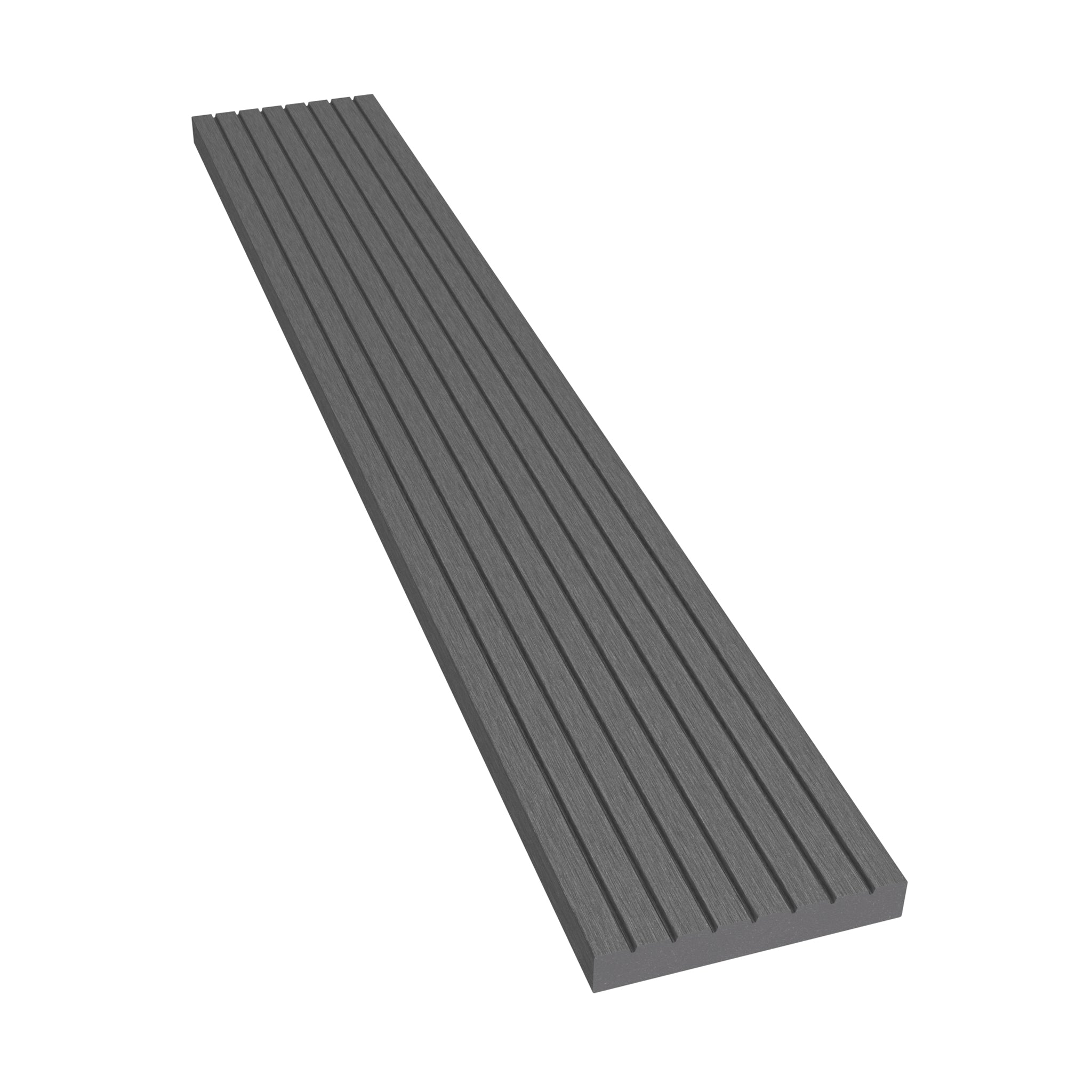 NeoTimber Classic Composite Decking Skirting Trim - Grey – Angled Close Up - Grooved