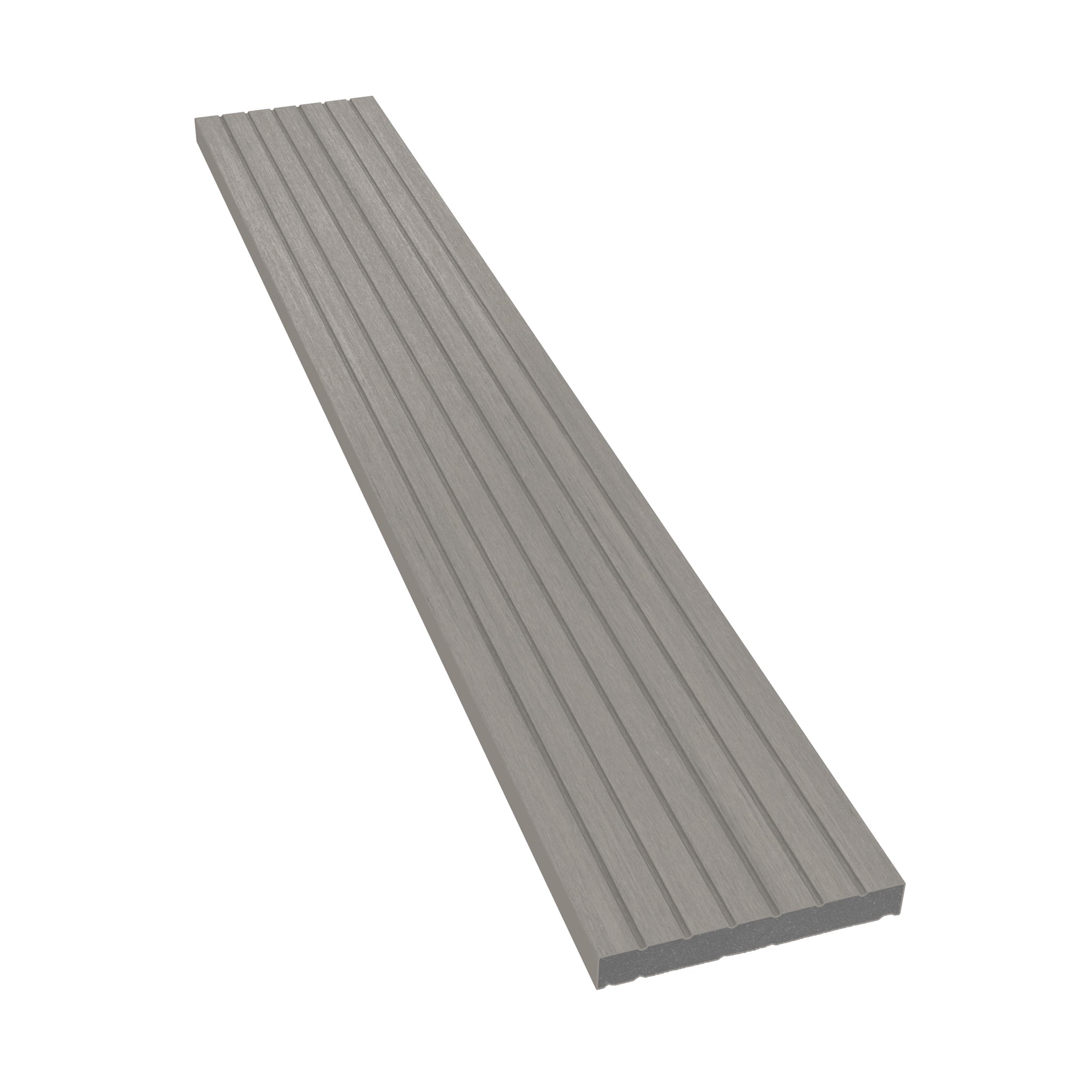 NeoTimber Deluxe Composite Decking Skirting Trim – Silver Birch – Angled Close Up - Grooved