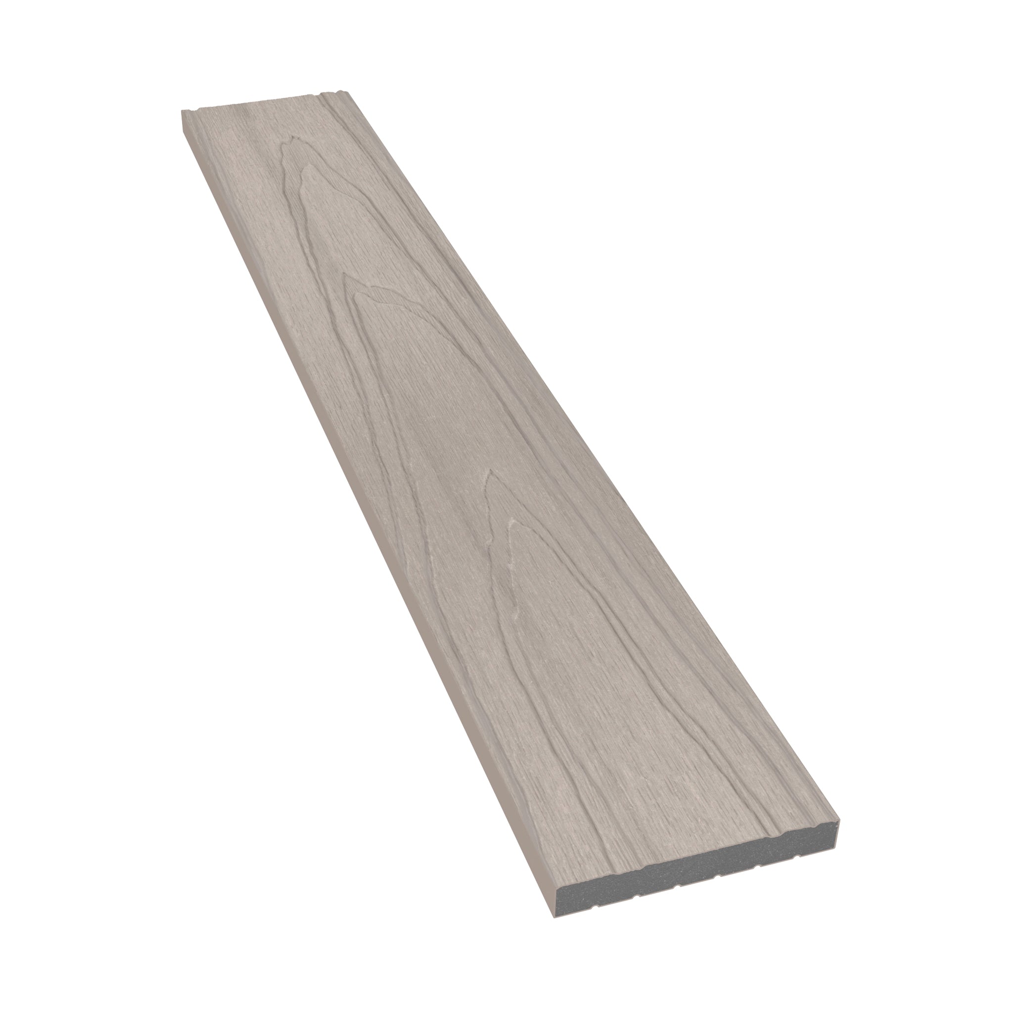 NeoTimber Deluxe & Slatted Composite Cladding Skirting Trim – Ash White – Angled Close Up