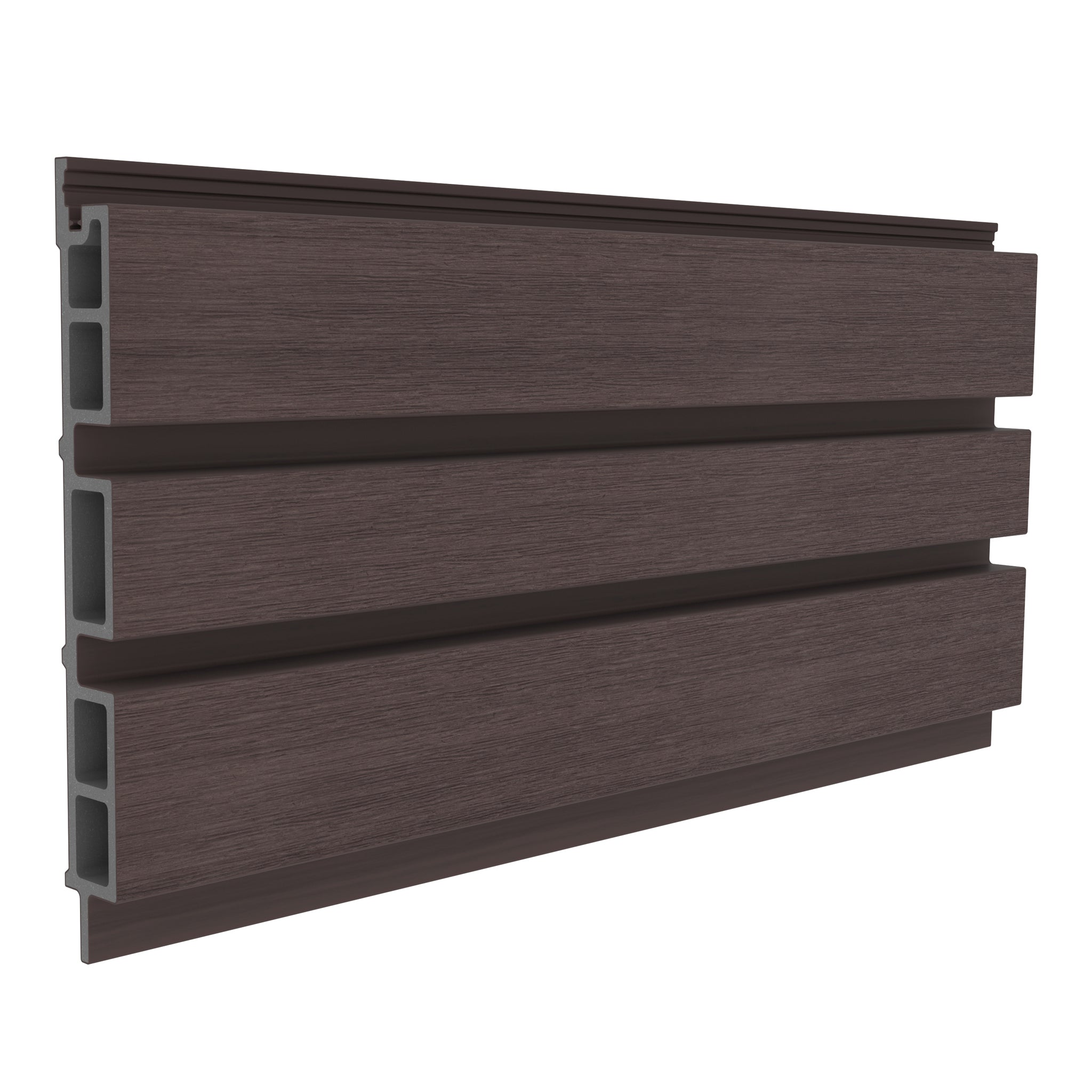 NeoTimber Board and Batten Slatted Composite Cladding Board – Chocolate – Angled Close Up