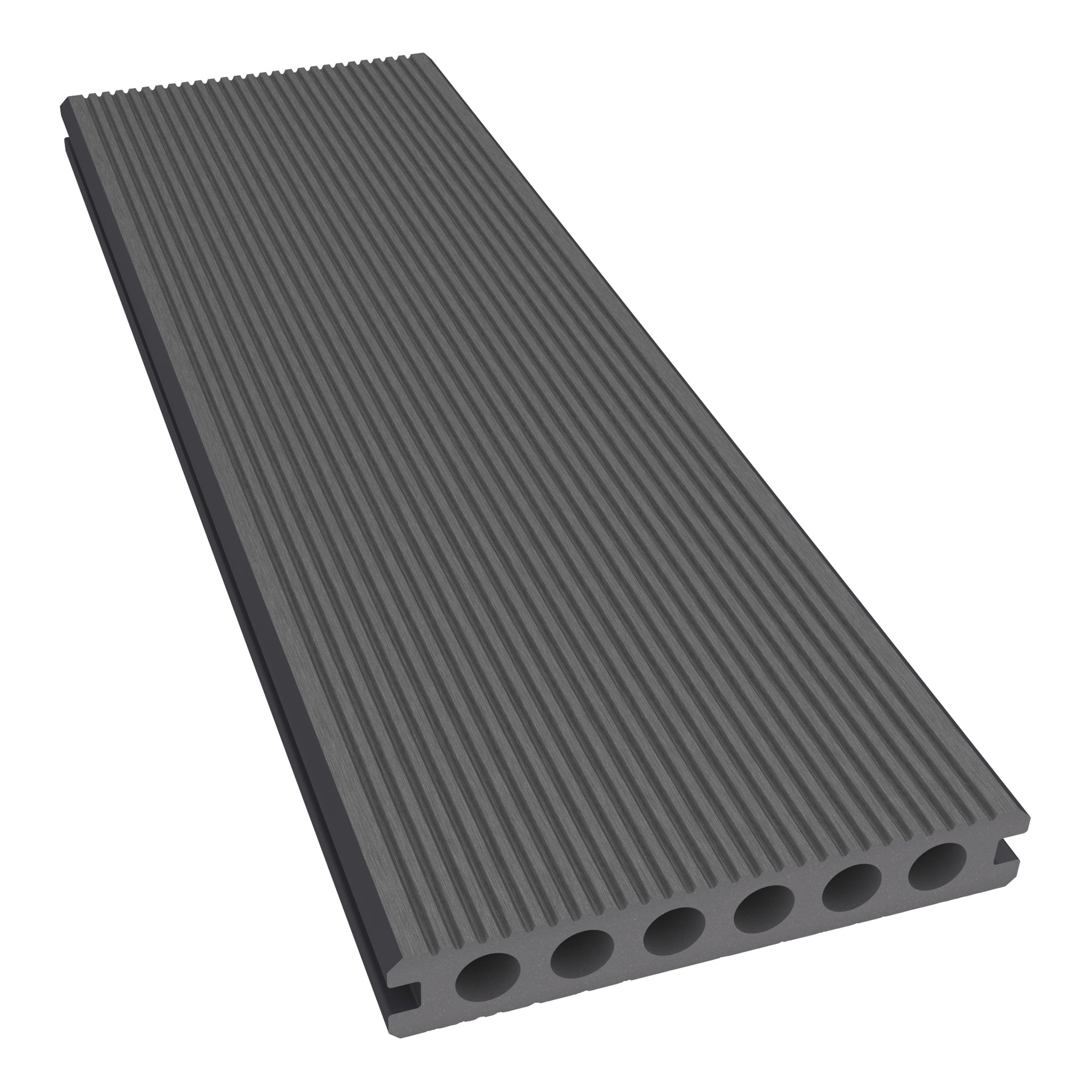 NeoTimber Classic Hollow Composite Decking – Grey – Angled Close Up - Grooved