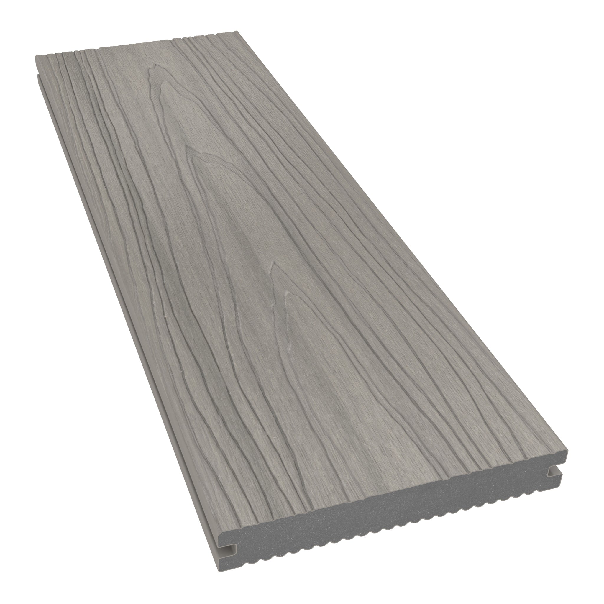NeoTimber Deluxe Solid Composite Decking – Silver Birch – Angled Close-Up