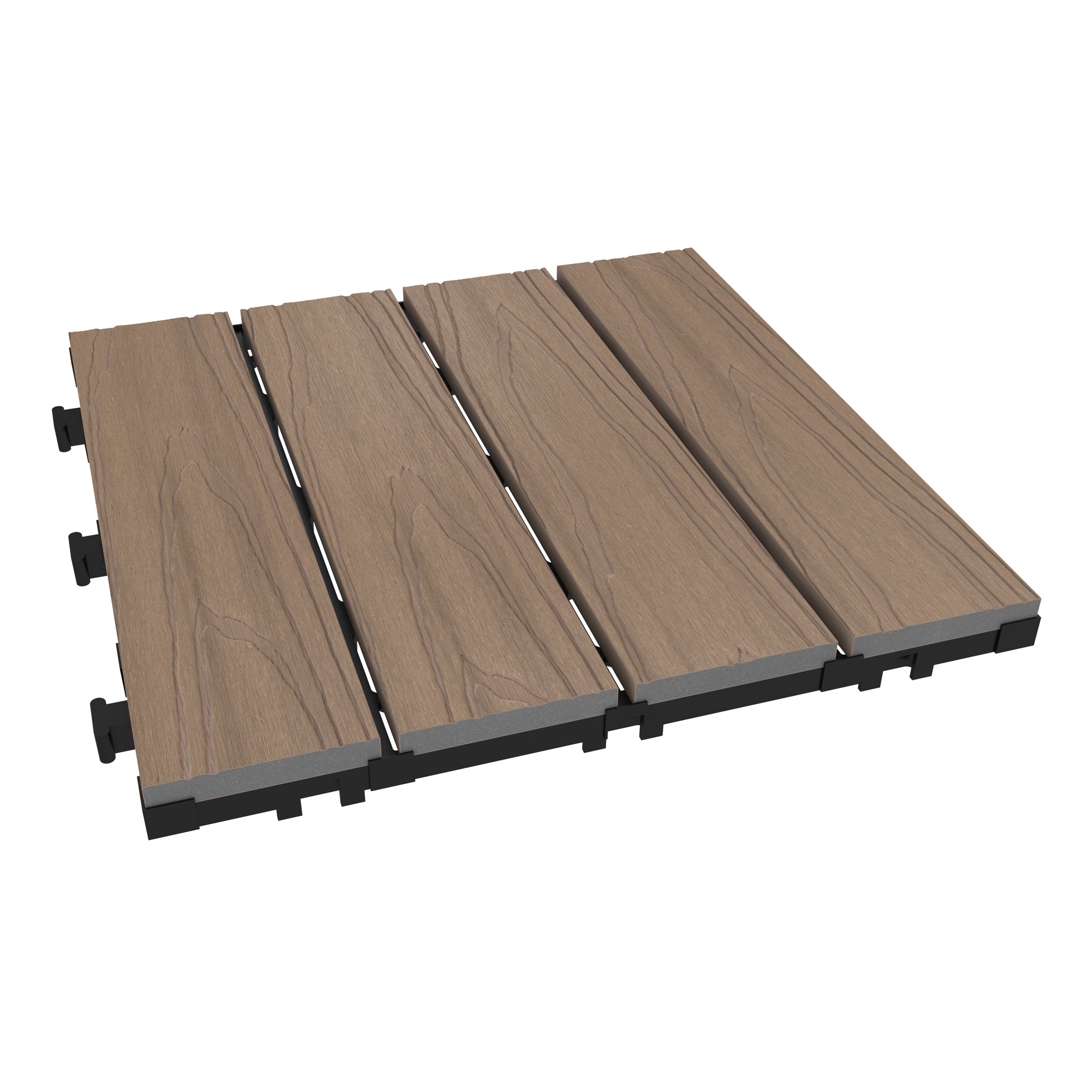 NeoTimber Deluxe Composite Deck Tiles – Oak – Angled Close Up