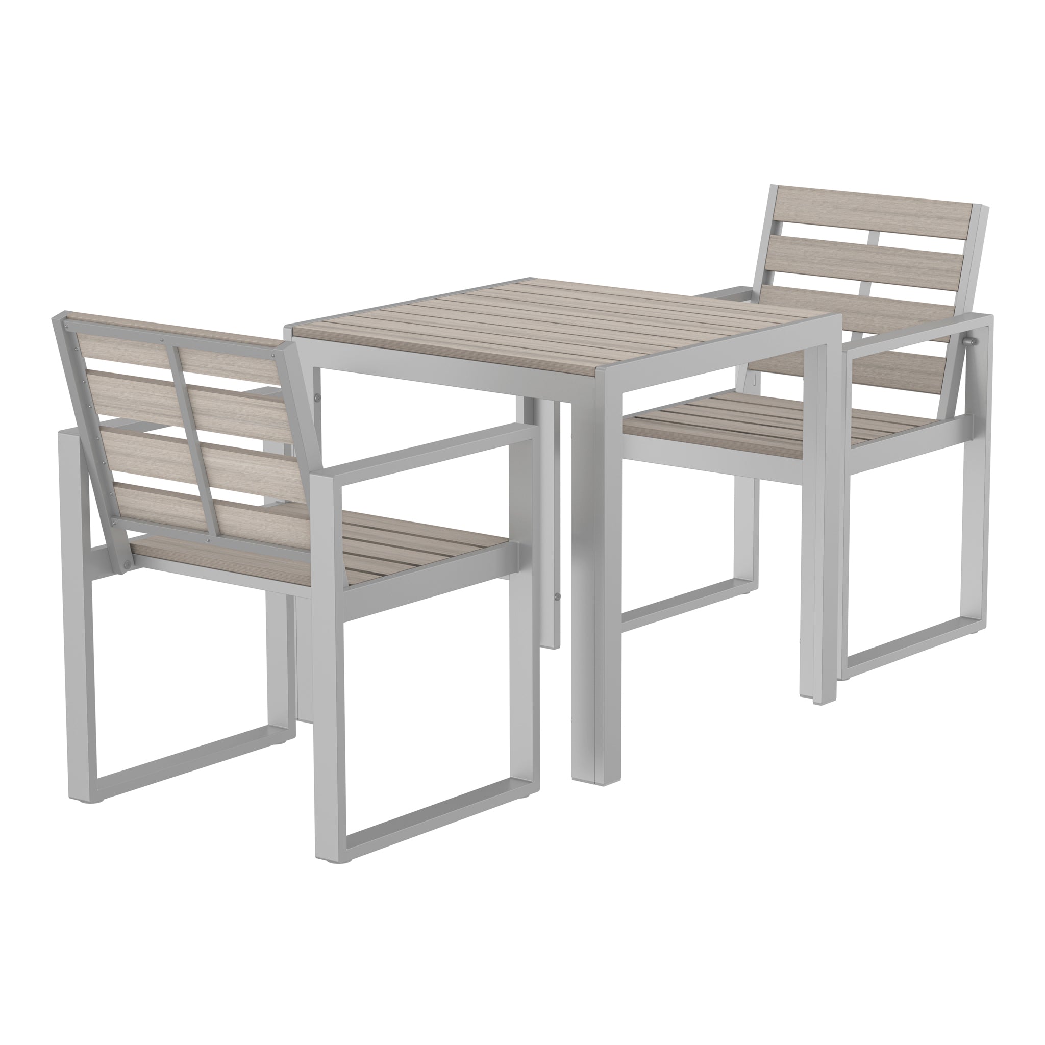 NeoTimber 2-Seater Composite Patio Furniture Set - Ash White – Angled Close Up