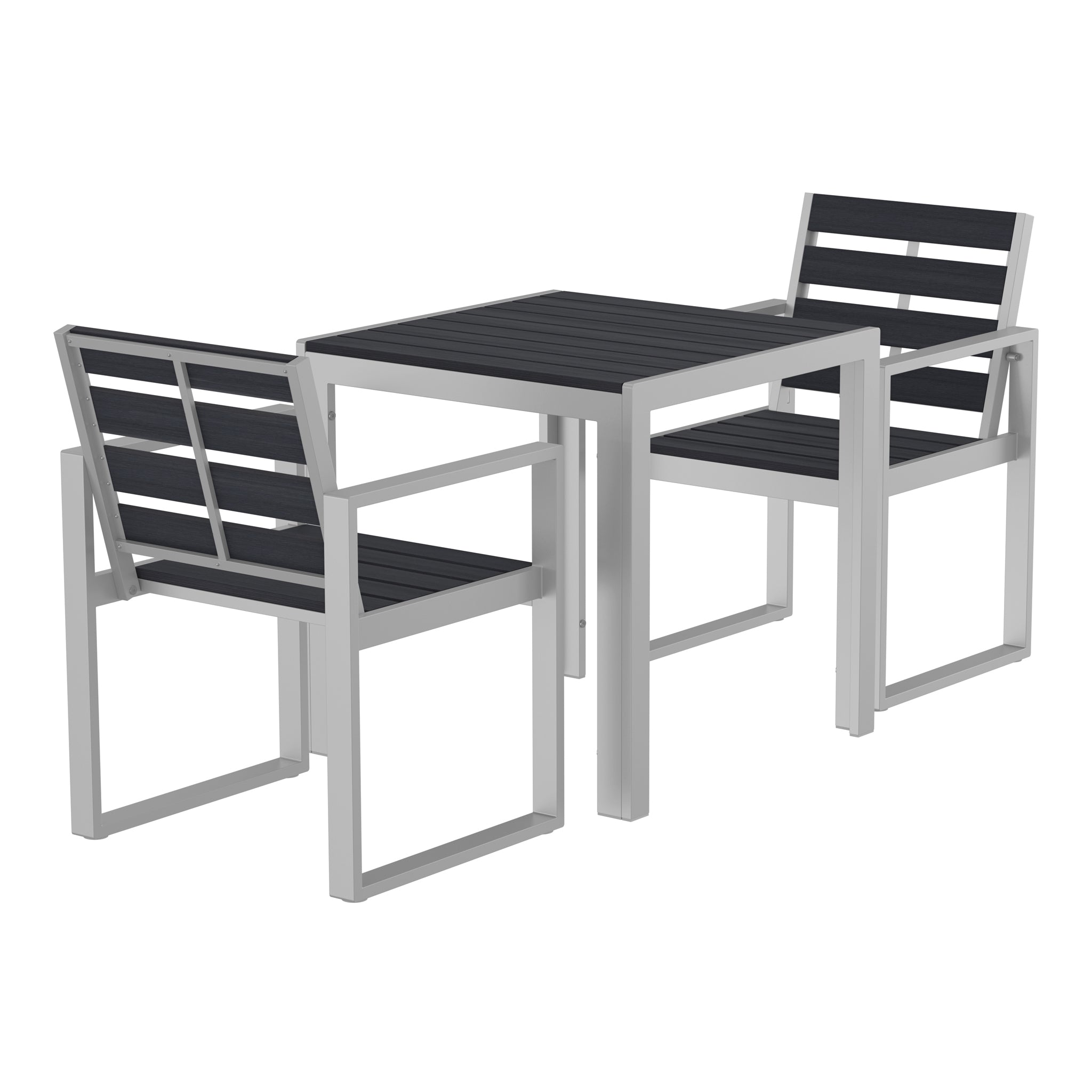 NeoTimber 2-Seater Composite Patio Furniture Set - Charcoal – Angled Close Up