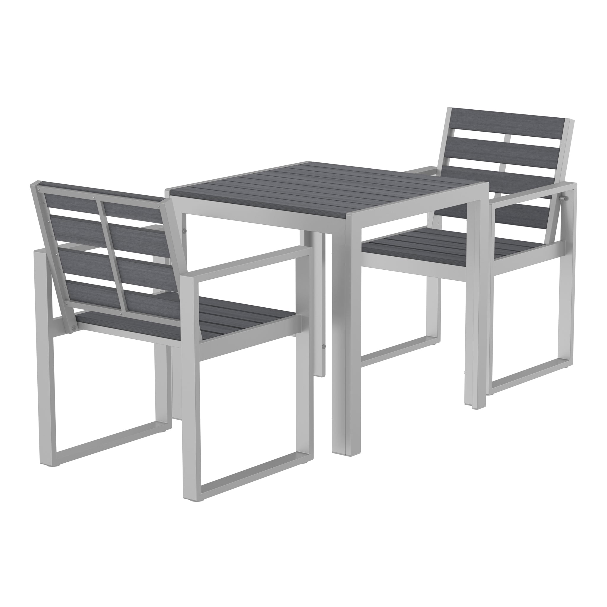 NeoTimber 2-Seater Composite Patio Furniture Set - Grey – Angled Close Up