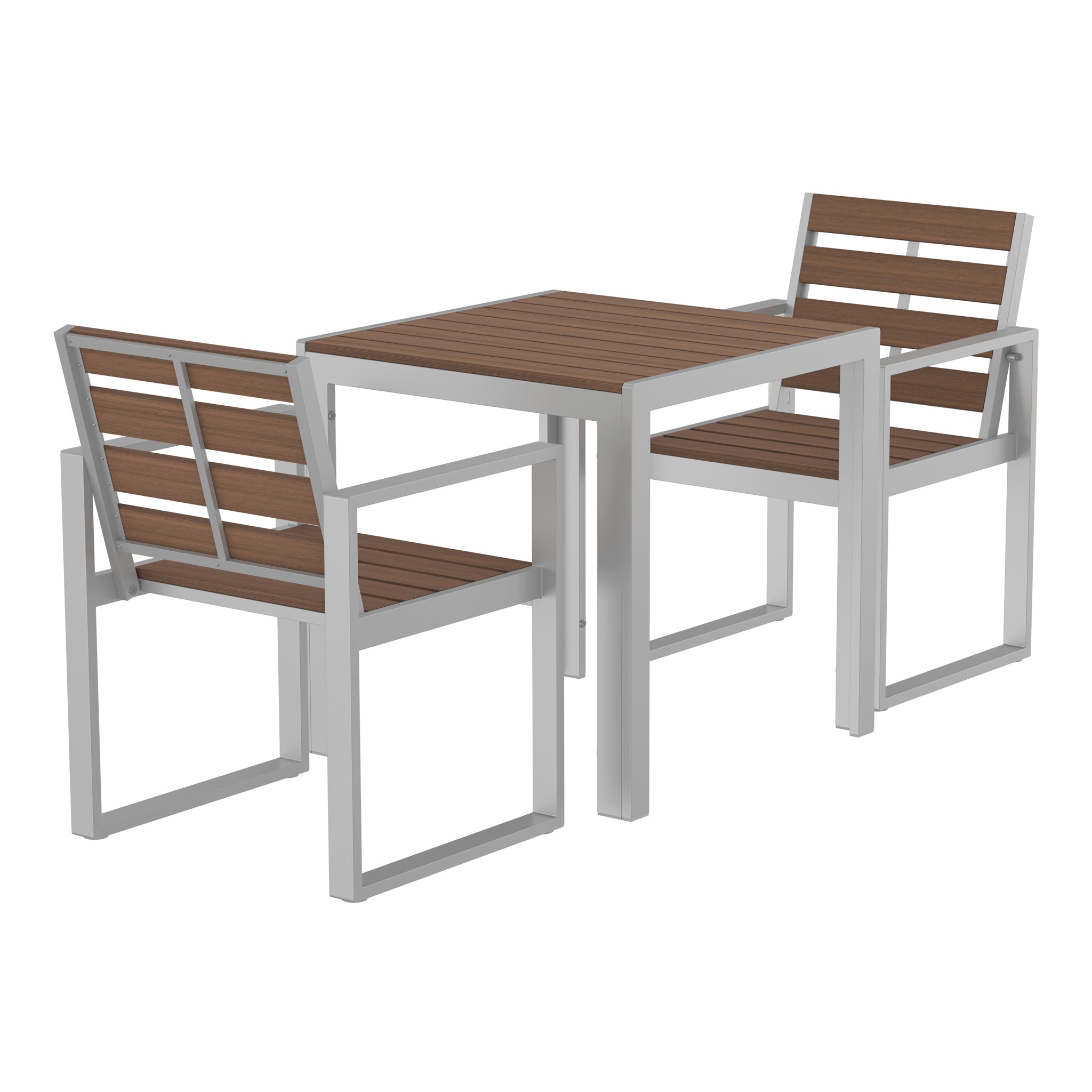 NeoTimber 2-Seater Composite Patio Furniture Set - Teak – Angled Close Up