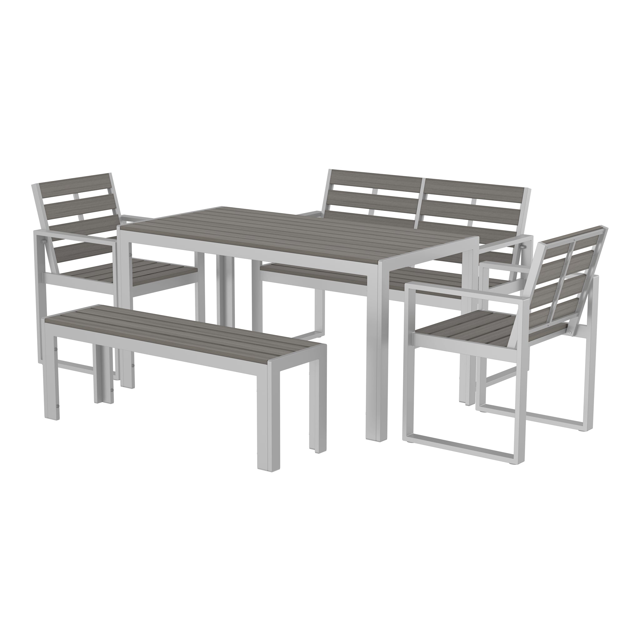 NeoTimber 6-Seater Composite Patio Furniture Set – Antique – Angled Close Up