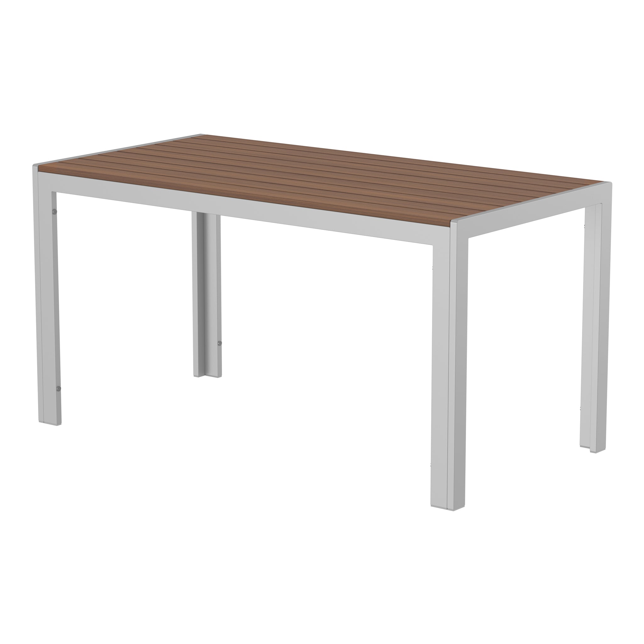 NeoTimber Composite Rectangular Table Composite Furniture – Teak – Angled Close-Up
