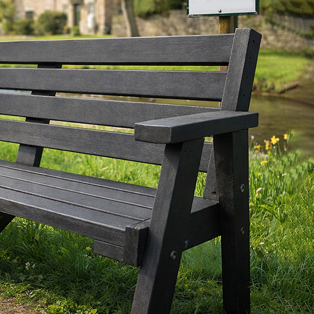 Recycled Plastic Sloper Bench - Will not split or absorb moisture