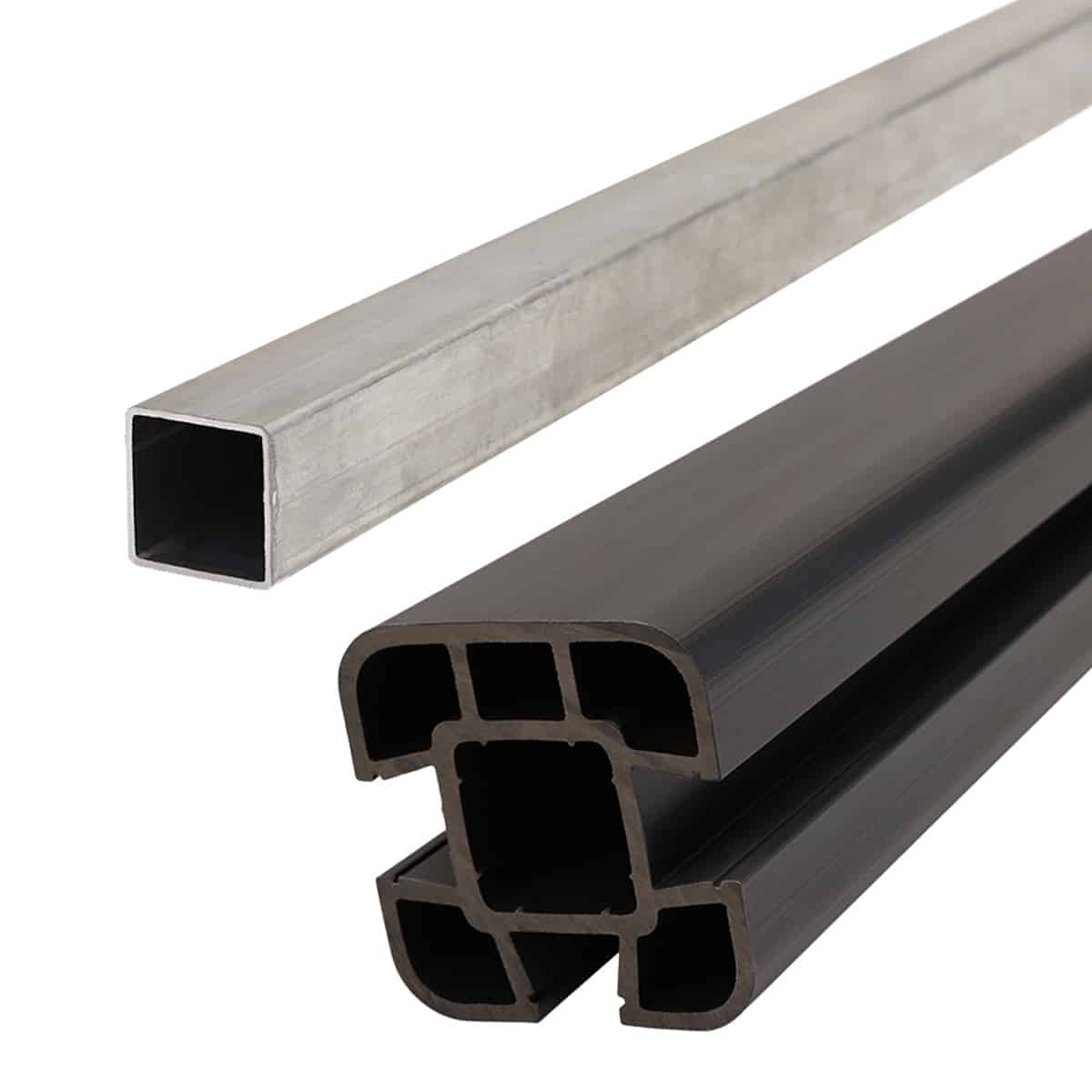 1.8m Composite Fence Post Set For Soft Ground Grey