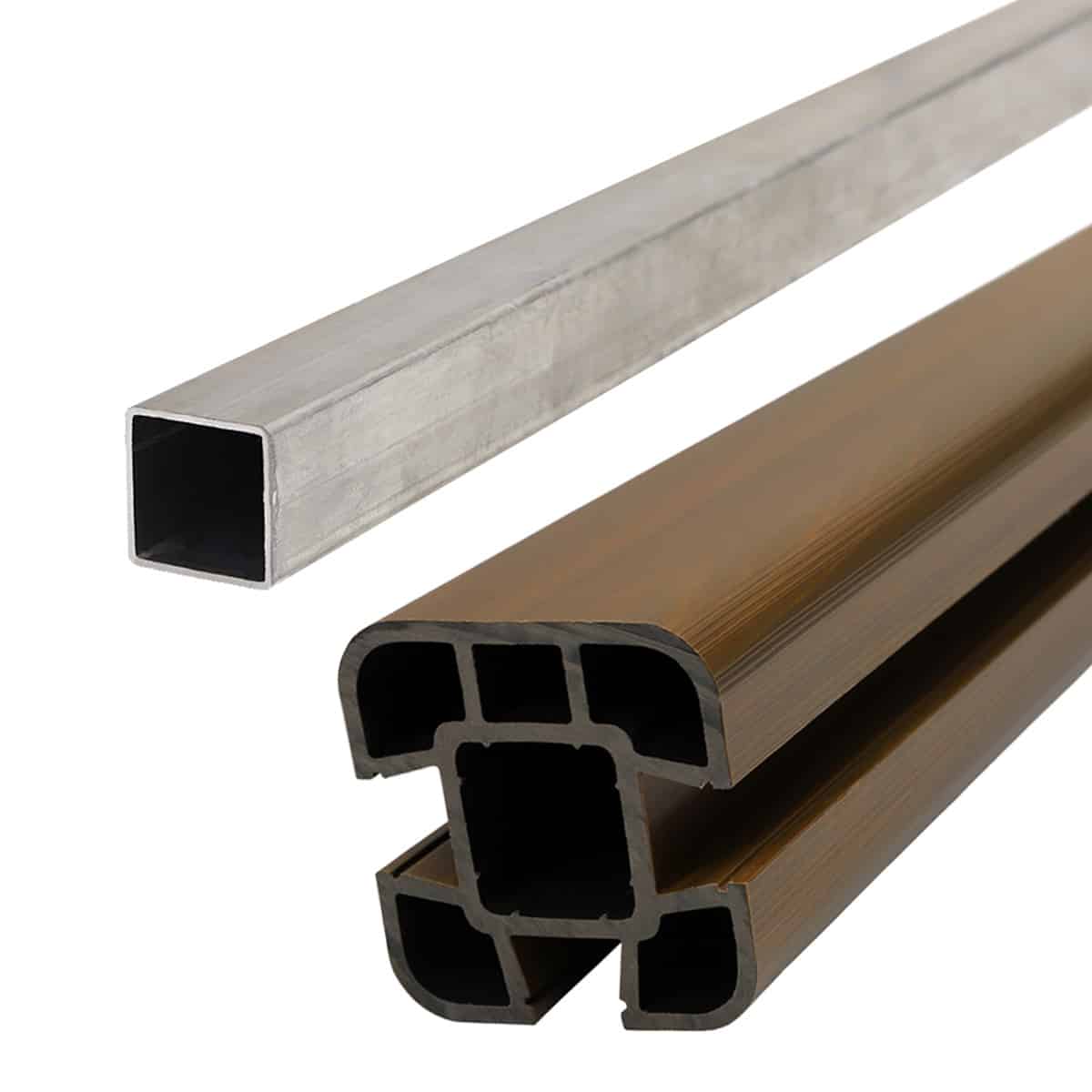 Teak 1.8m Composite Fence Post Set For Soft Ground