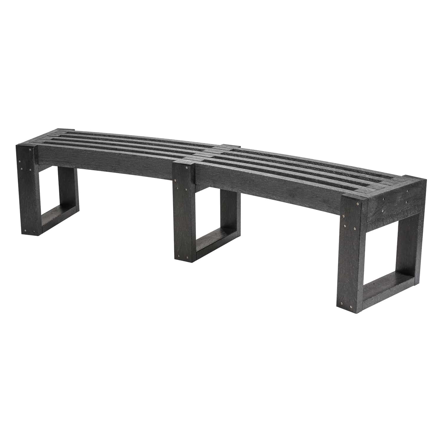 Curved Edge Recycled Plastic Bench Black