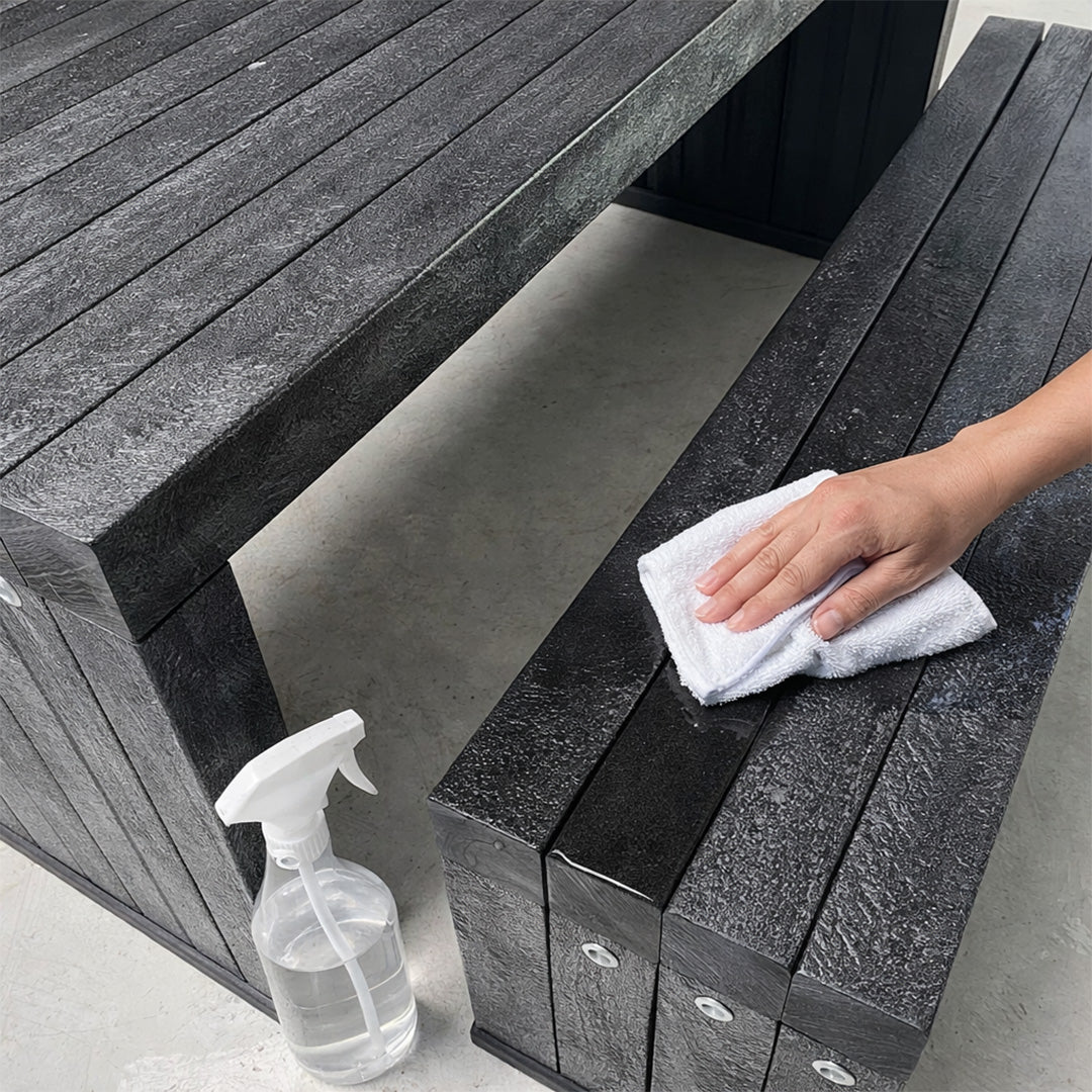 Recycled Plastic Space Saver Table & Bench Set - Contemporary seating