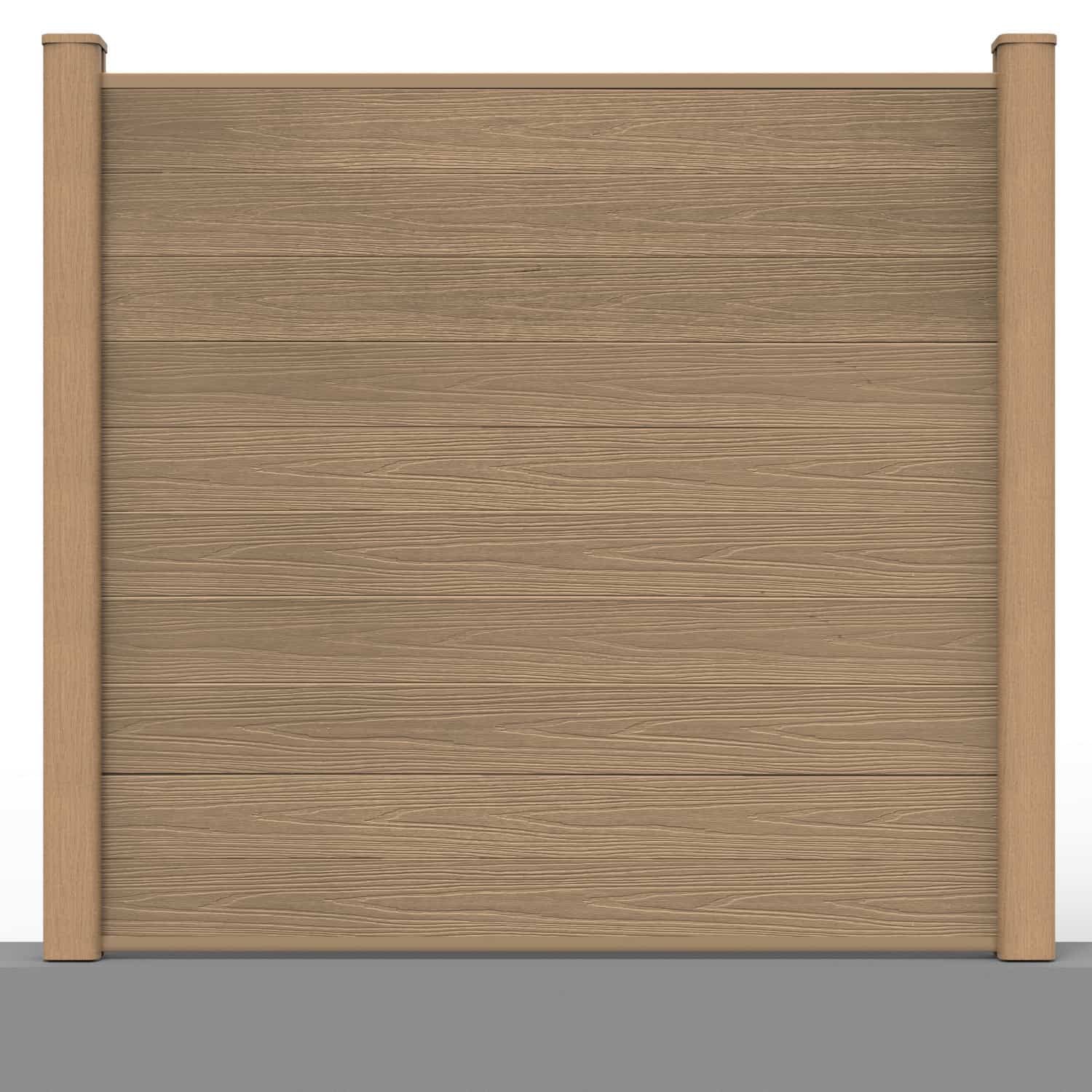 Deluxe composite fence panel set in teak with hard ground post inserts