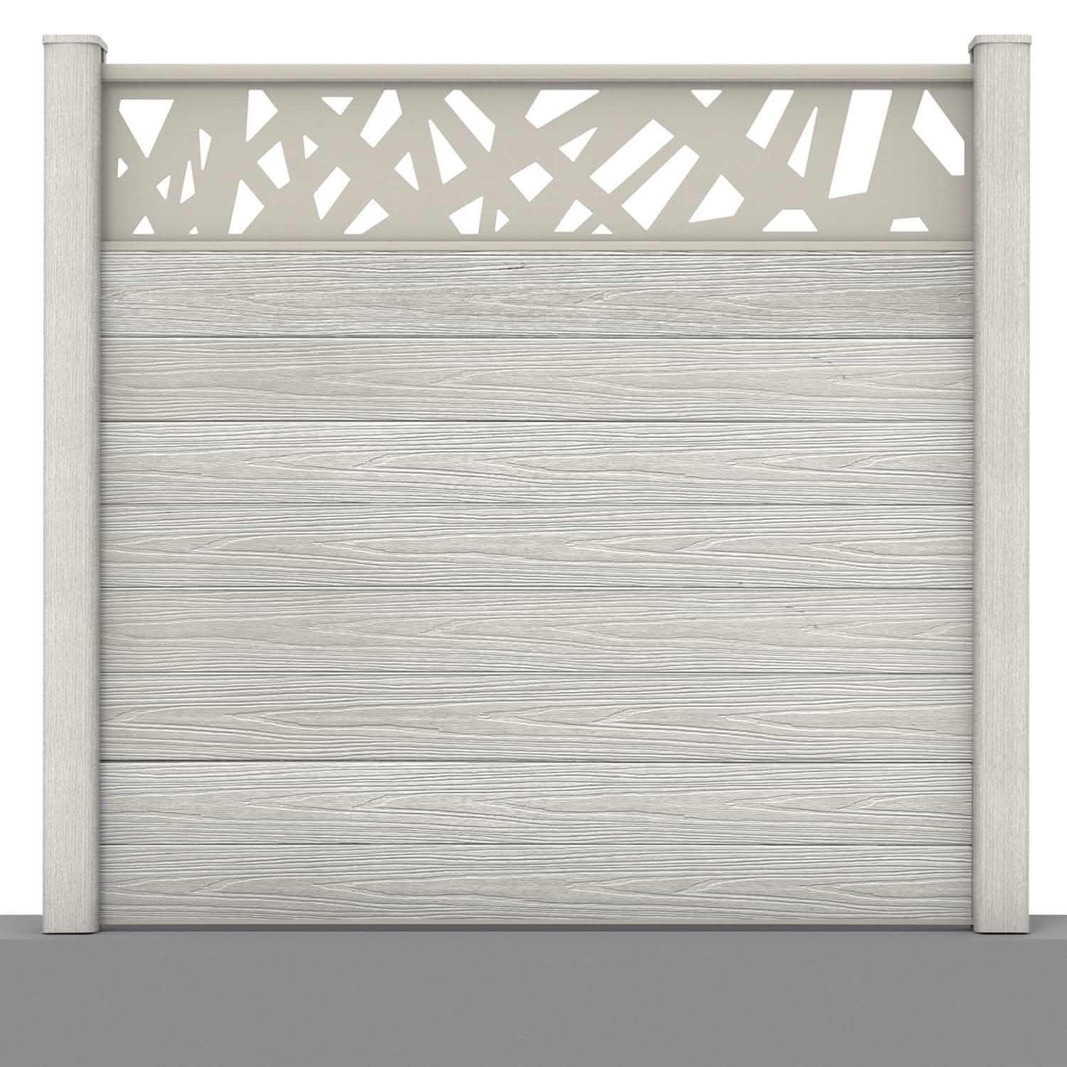 Deluxe composite fence panel set - contemporary design in silver birch with hard ground post inserts
