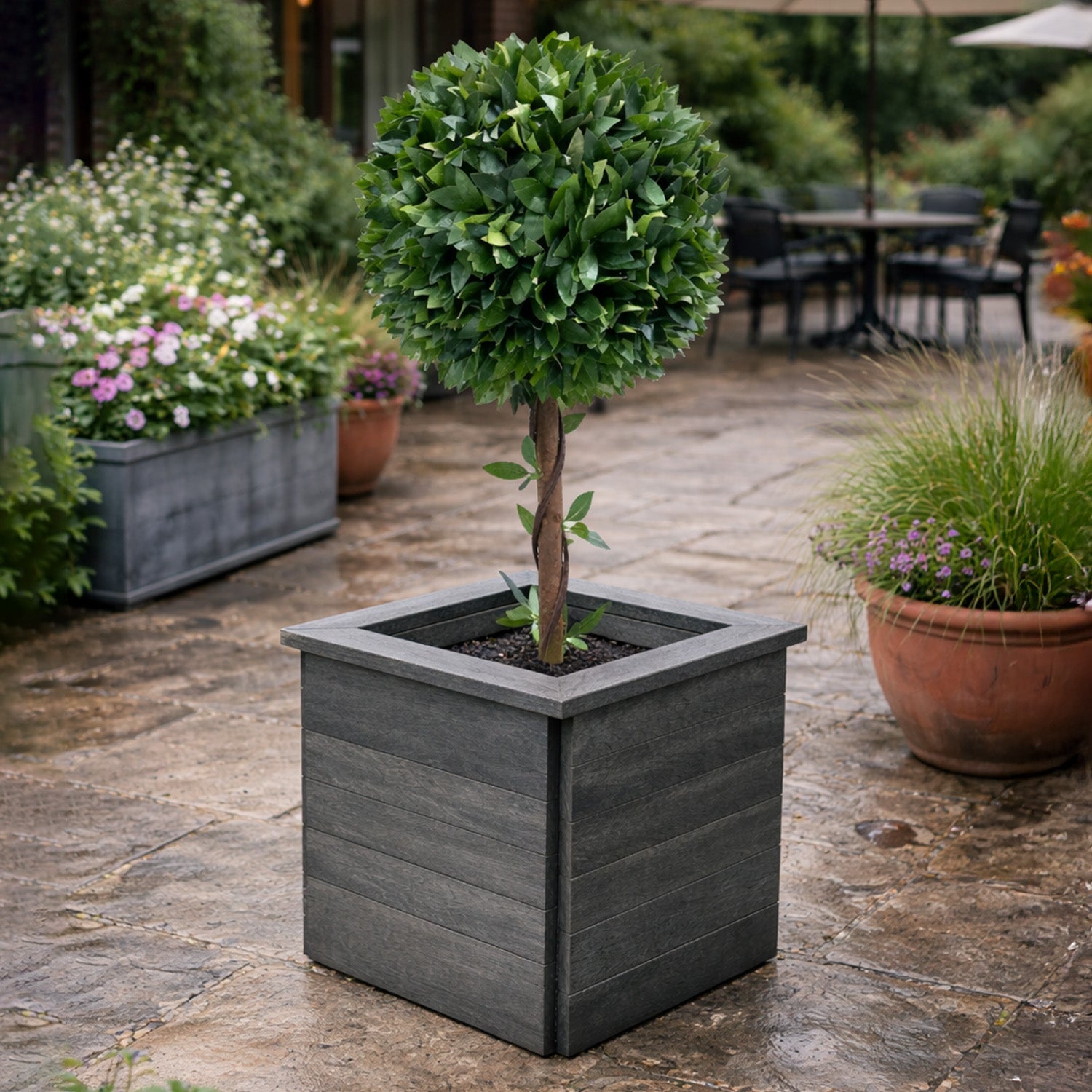 Recycled Plastic Cube Planter - Strong and stable