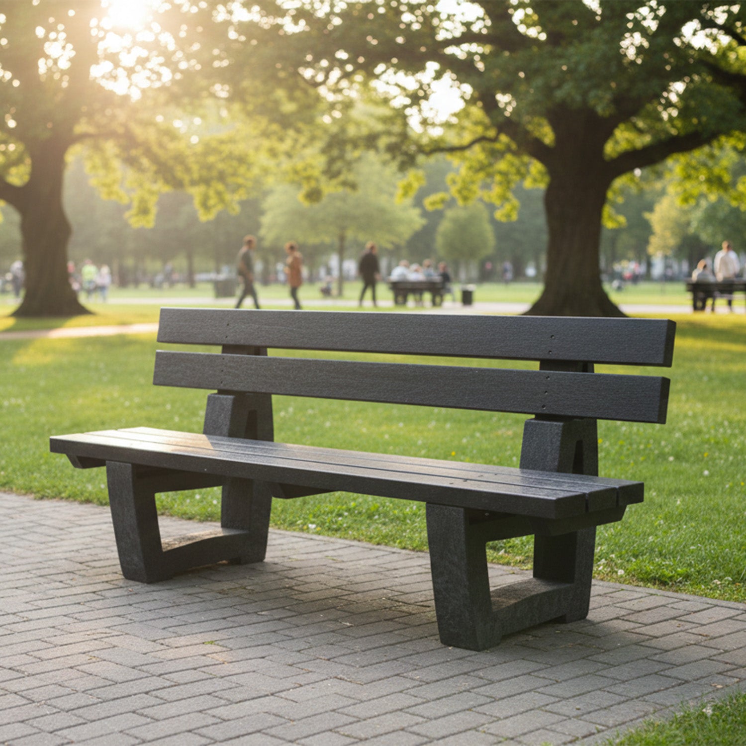 Recycled Plastic Moulded Bench - Available with a backrest or backless option