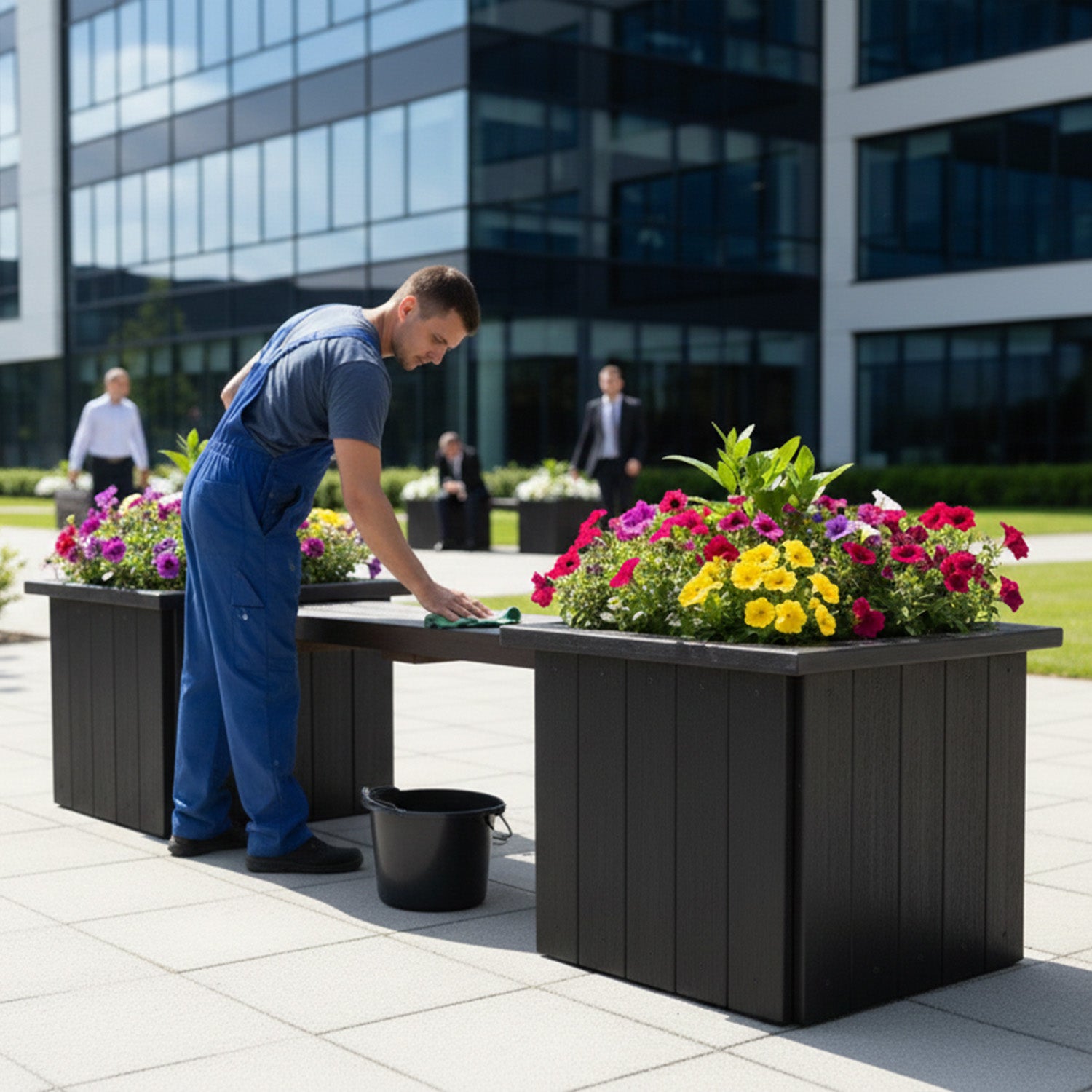 Recycled Plastic Planter Bench - No staining or sealing required
