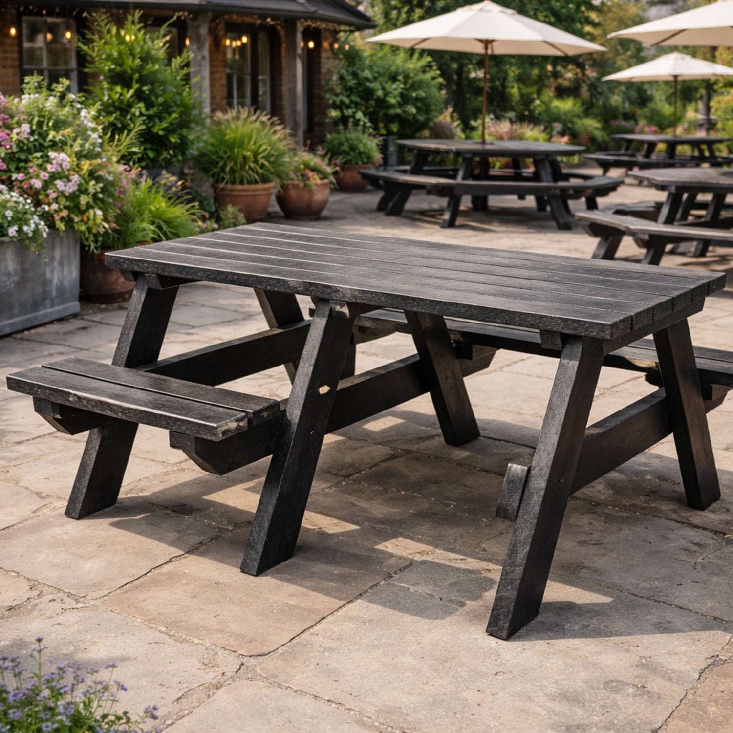 Recycled Plastic Wheelchair-Accessible Picnic Table - Inclusive seating configuration