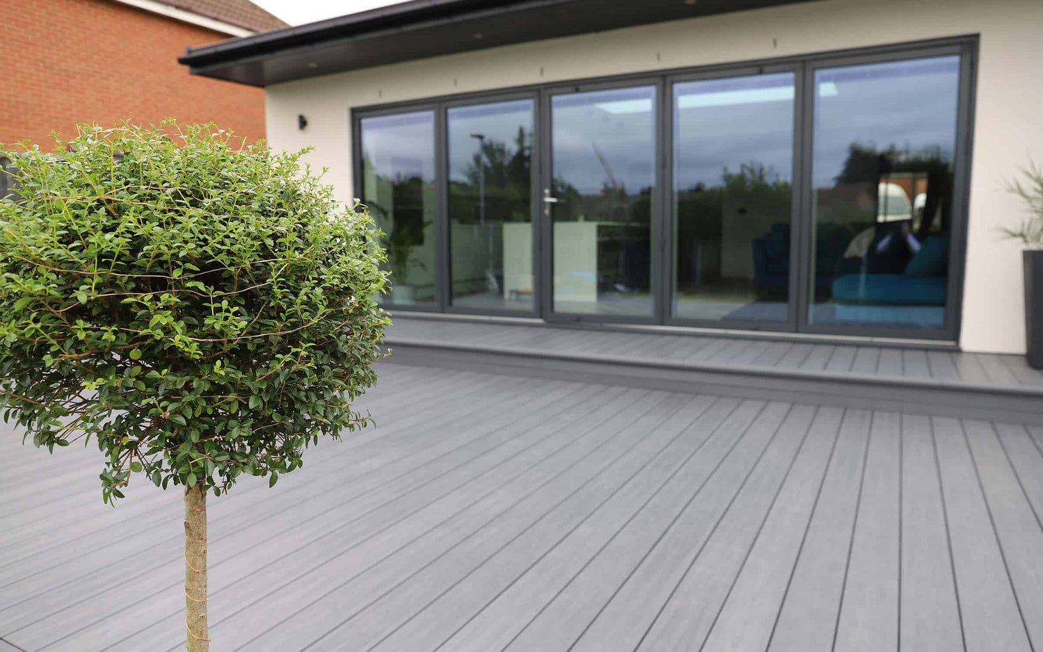 grey composite garden decking