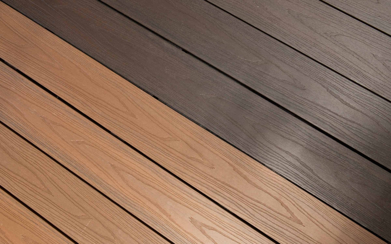 NeoTimber Teak and Chocolate decking board close up.  