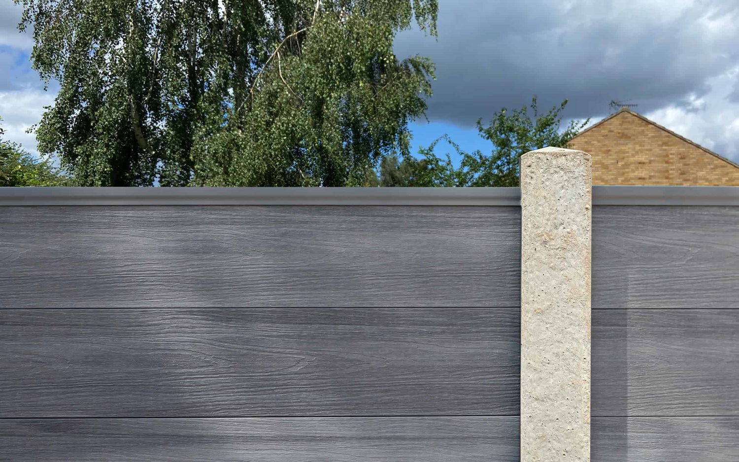 composite fencing with concrete posts