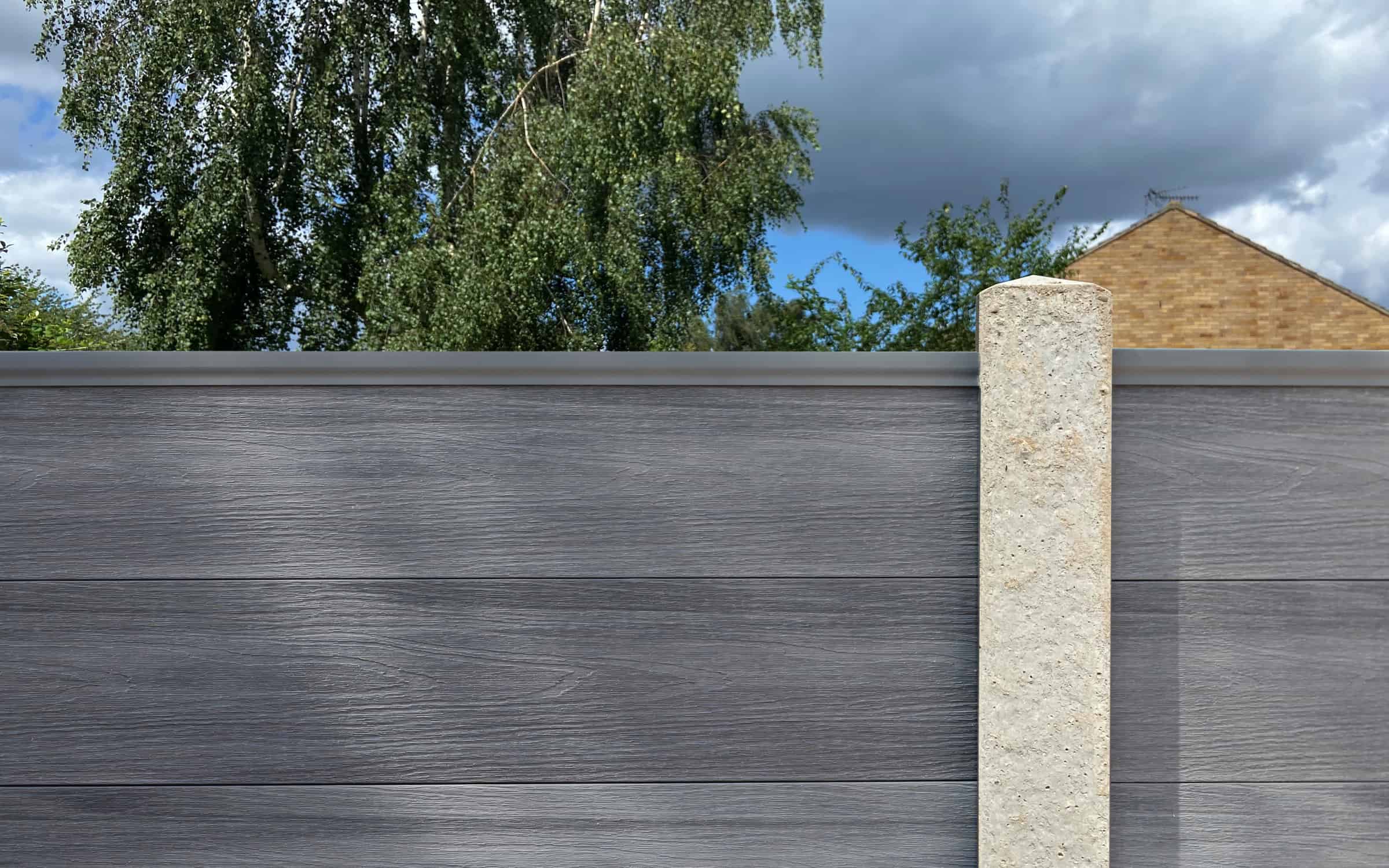 composite fencing with concrete posts