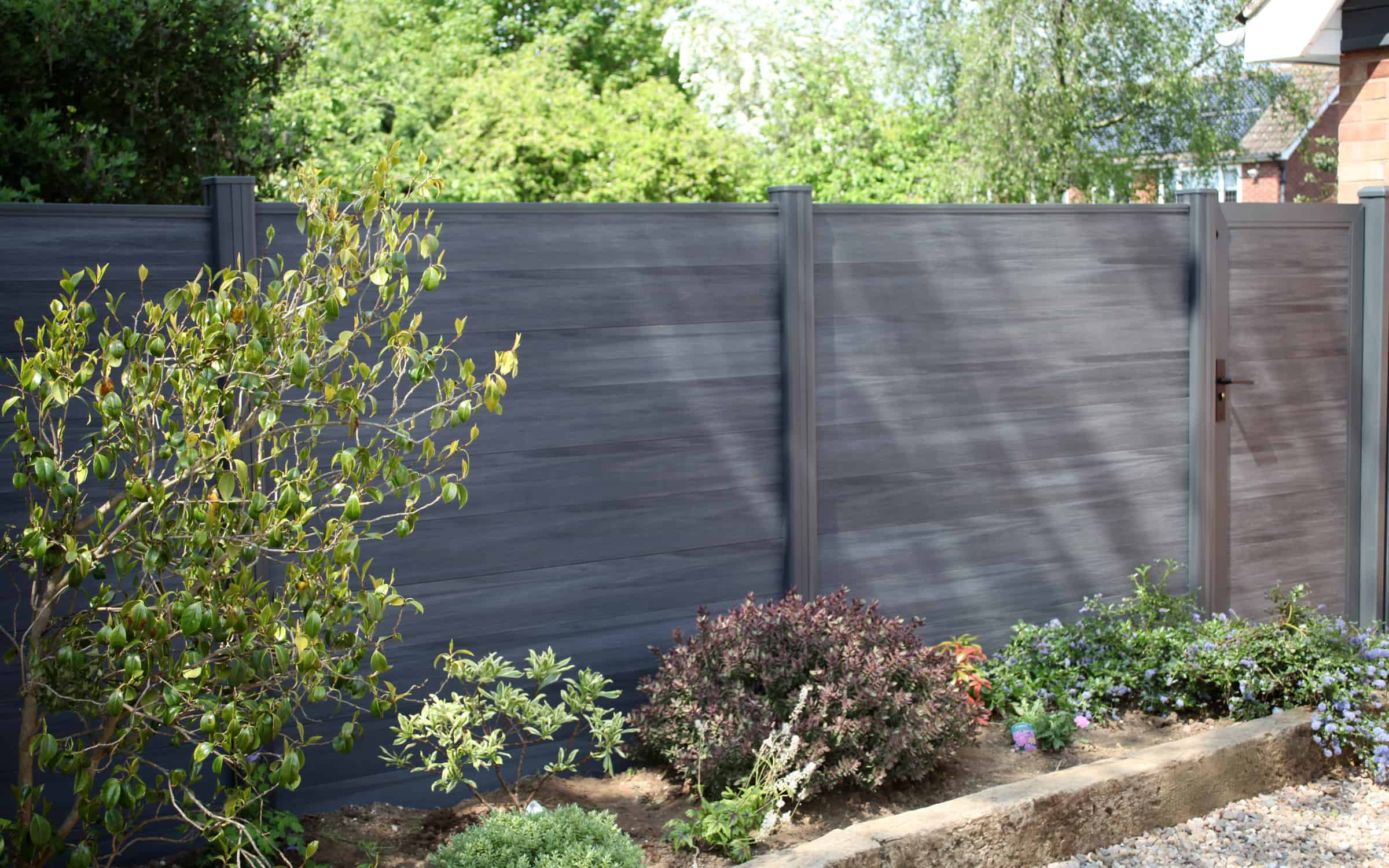 grey garden composite fence and gate