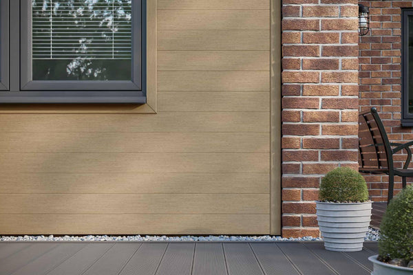 NeoTimber classic teak cladding close-up. 
