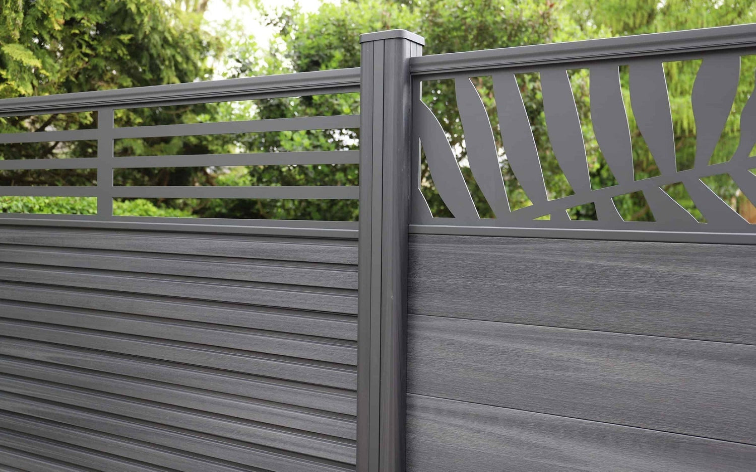 Composite posts supporting fencing, leaf and slatted screens.