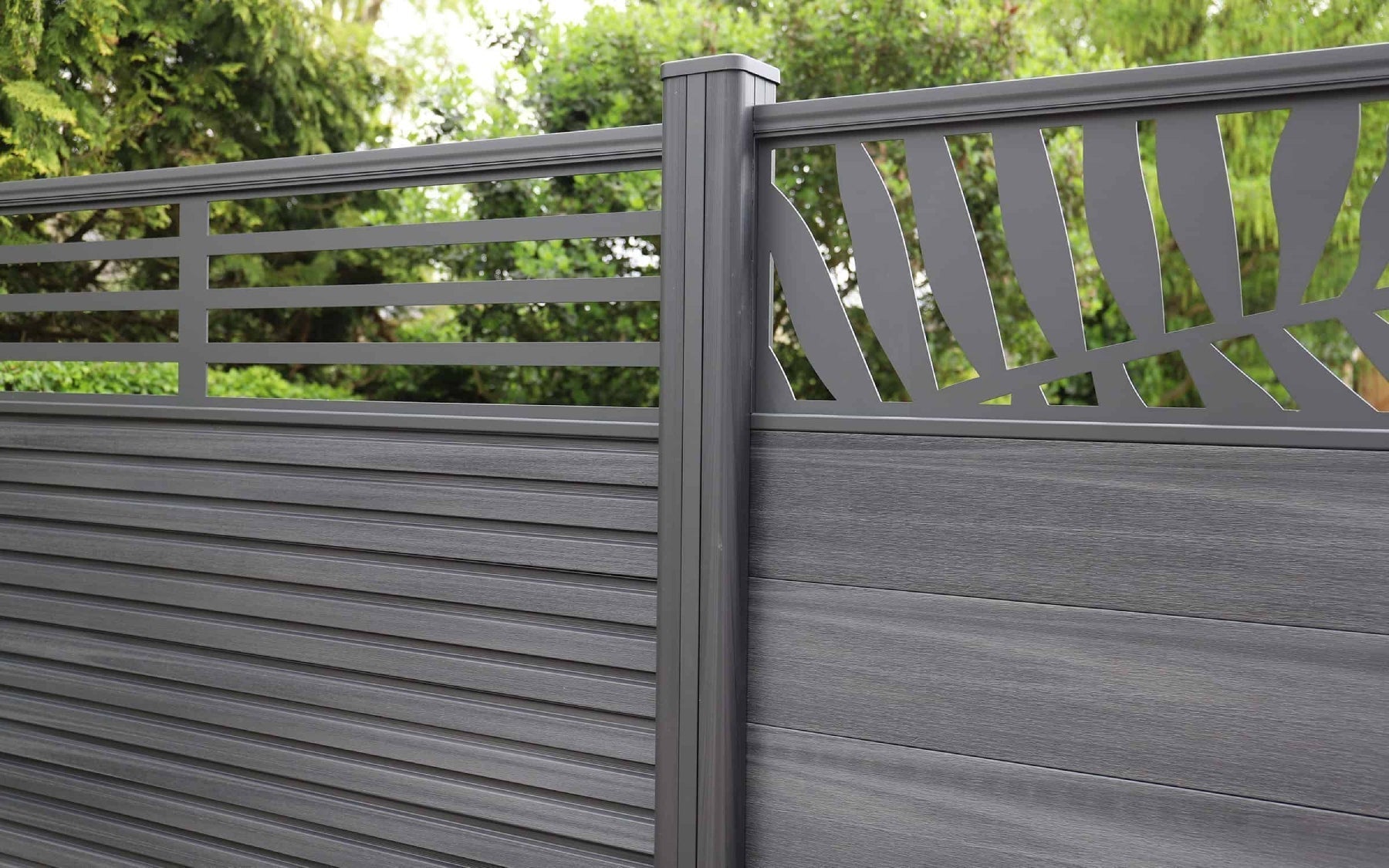 Composite posts supporting fencing, leaf and slatted screens.