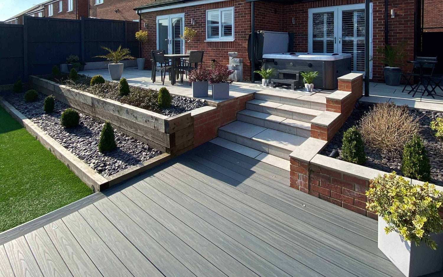Garden composite decking.